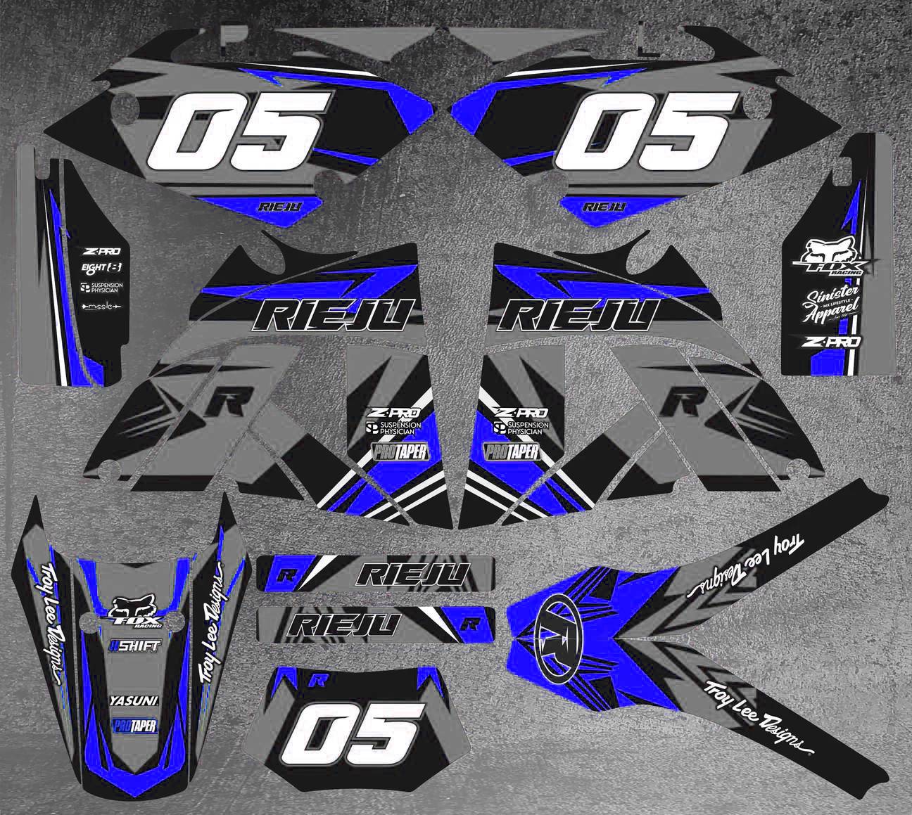 kit déco rieju 50 mrx craft gris / bleu