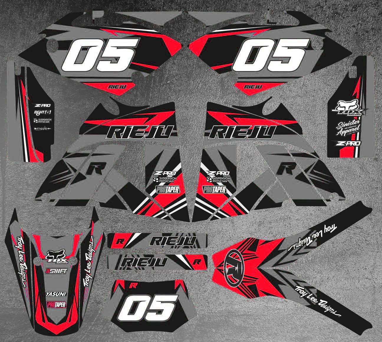 kit déco rieju 50 mrx craft gris / rouge