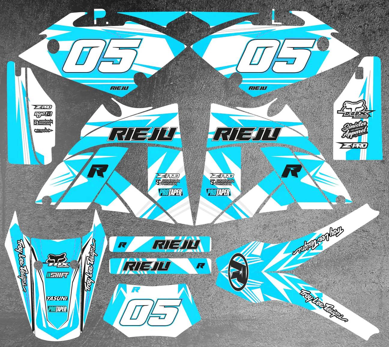 kit déco rieju 50 mrx craft blanc / cyan