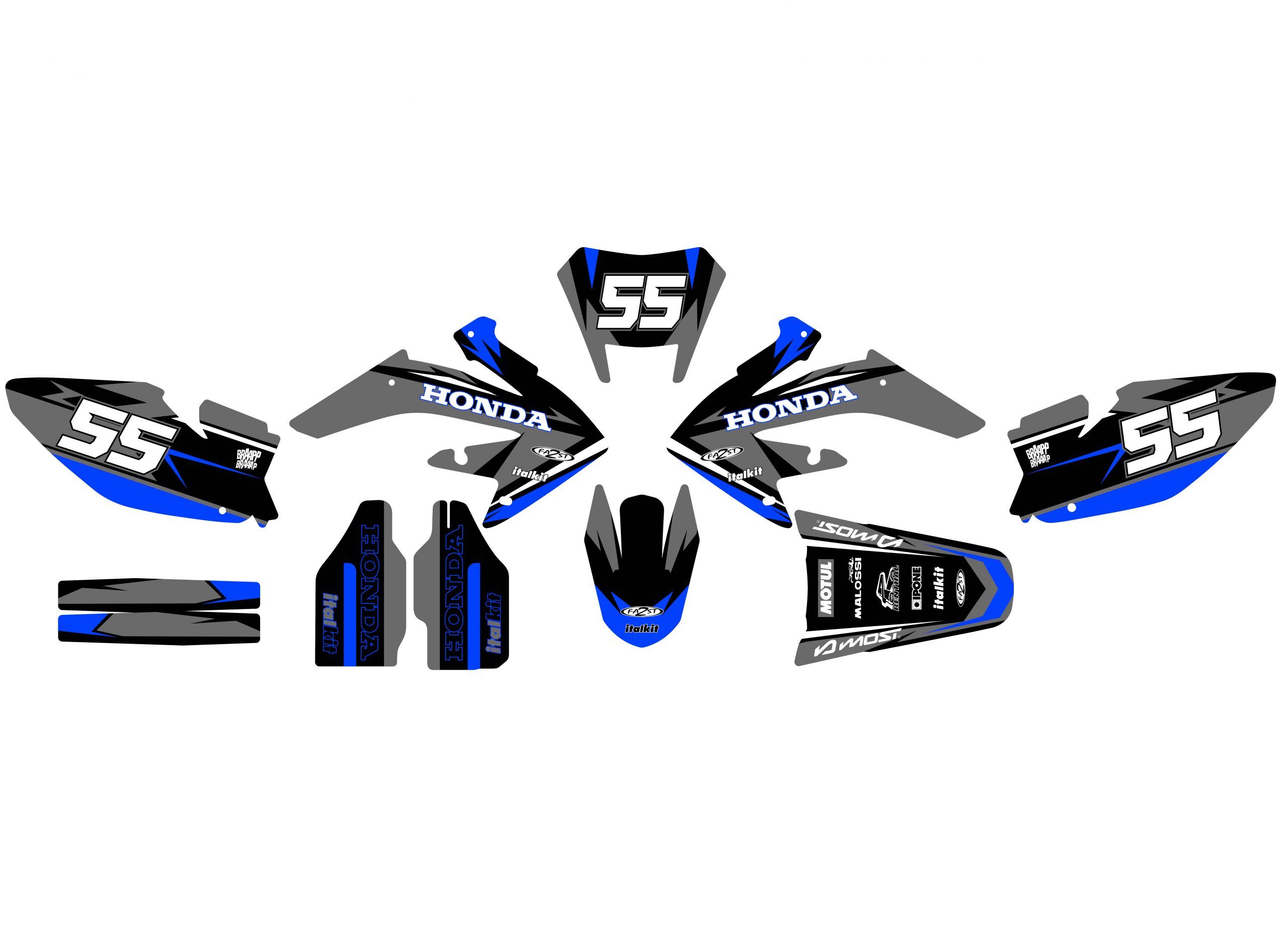 kit déco honda 50 hm craft bleu / gris
