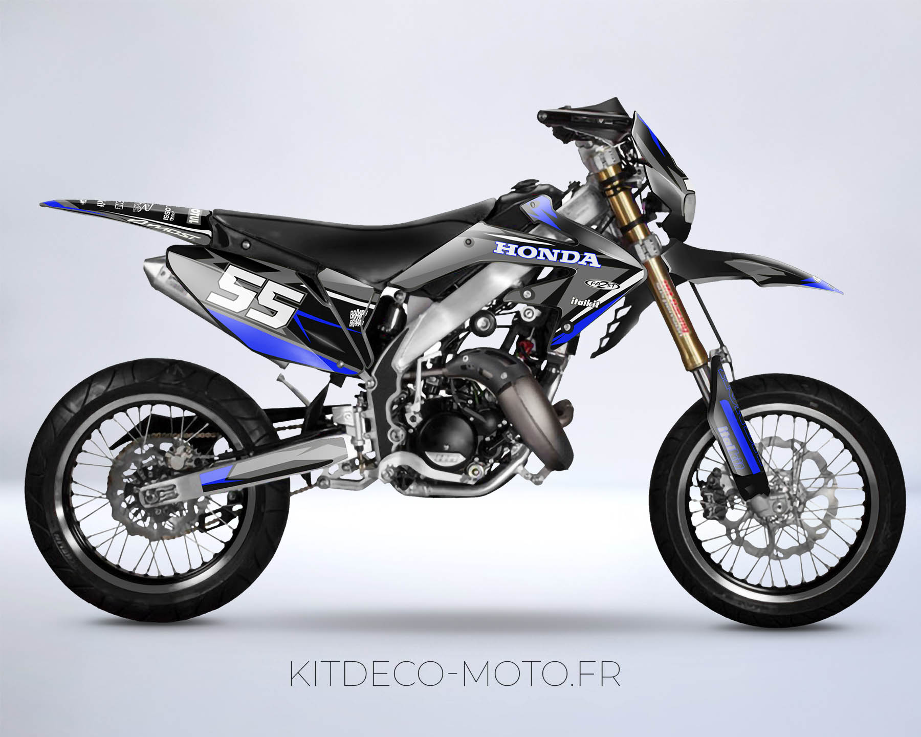 kit déco honda 50 hm craft bleu / gris