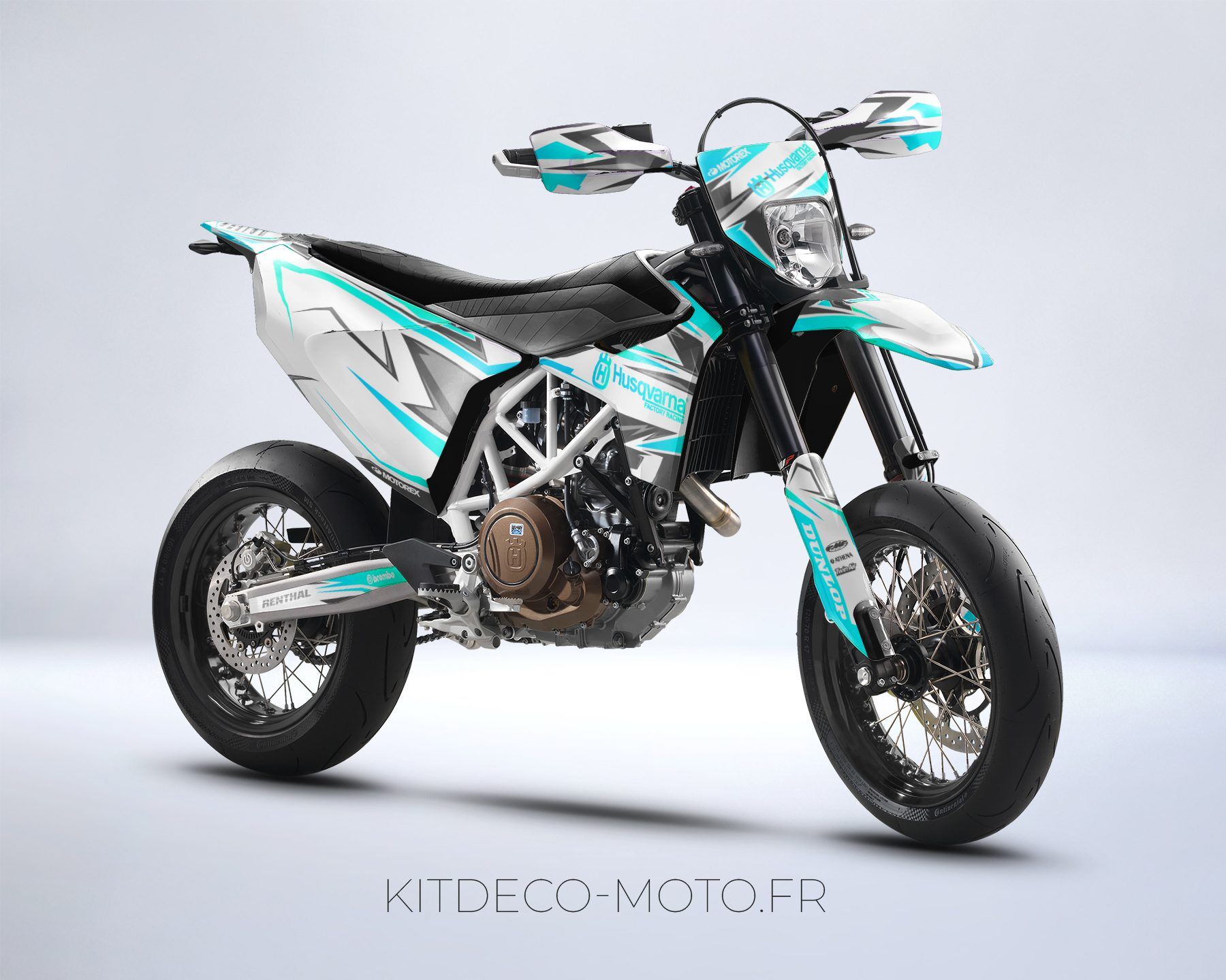 kit déco husqvarna 701 sm colors mixt blanc / cyan