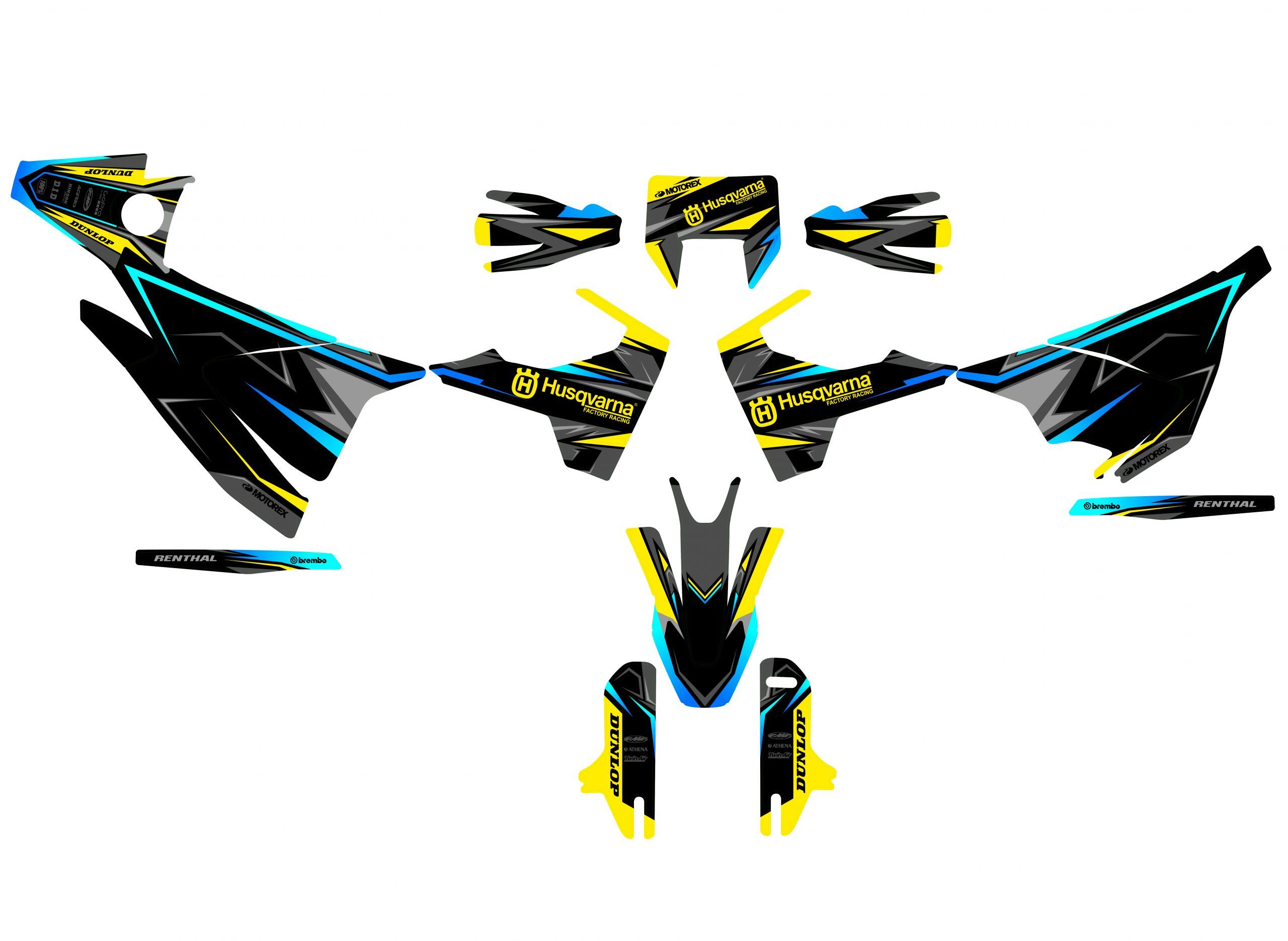 kit déco husqvarna 701 sm colors mixt bleu / jaune