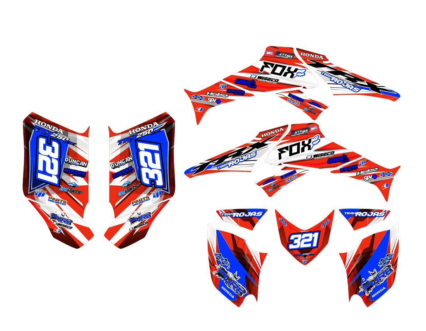 kit déco honda 250 trx color rouge
