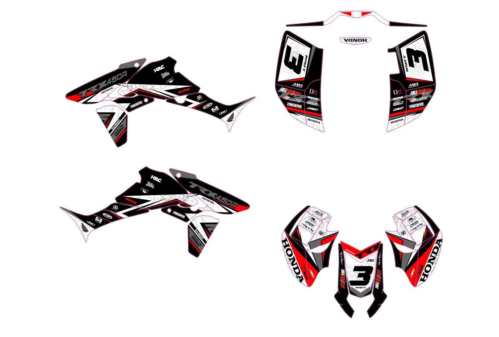 kit déco honda 450 trx racing rouge #3
