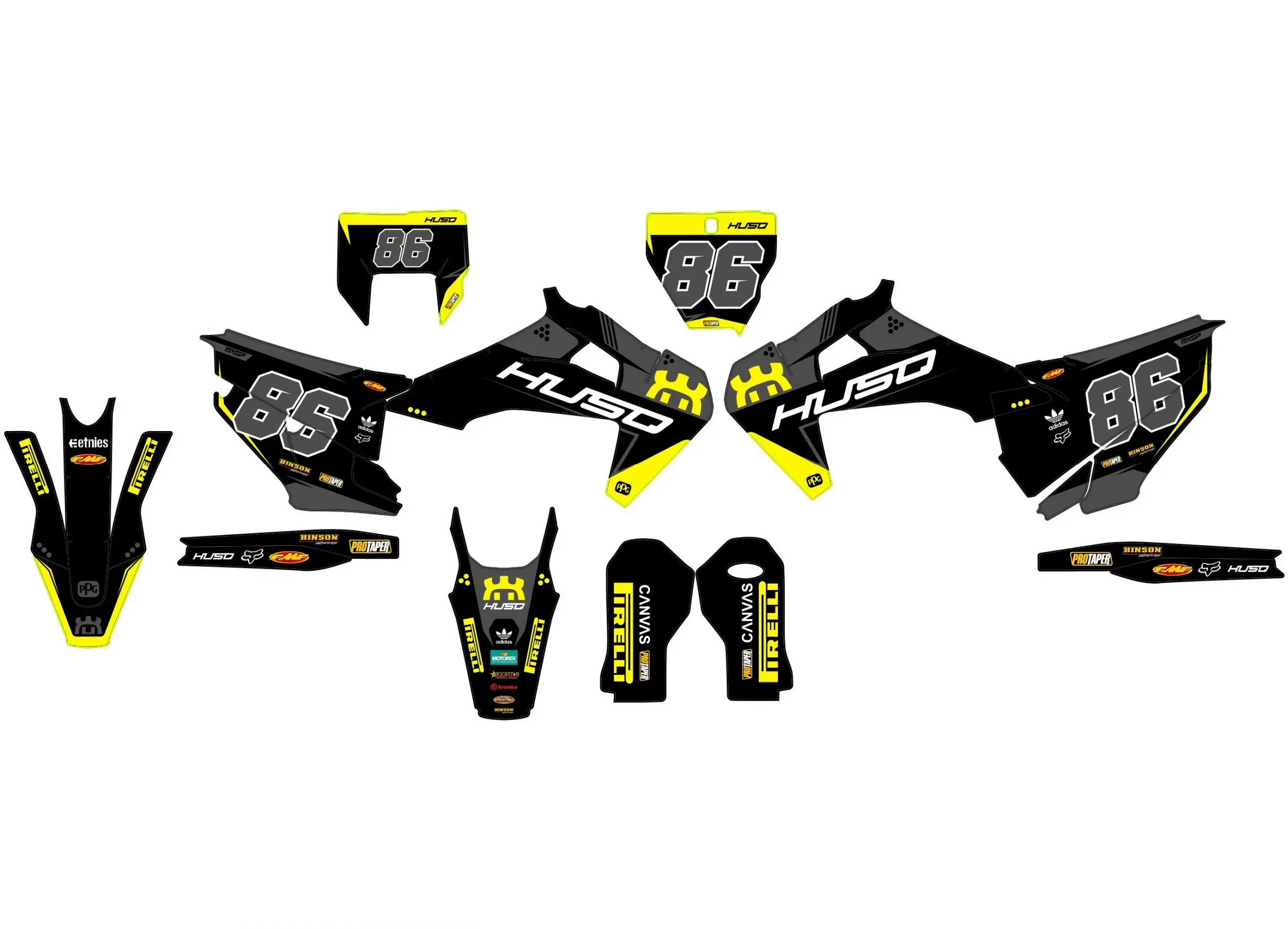 kit déco husqvarna tc / fc / fs (2019 2022) race jaune