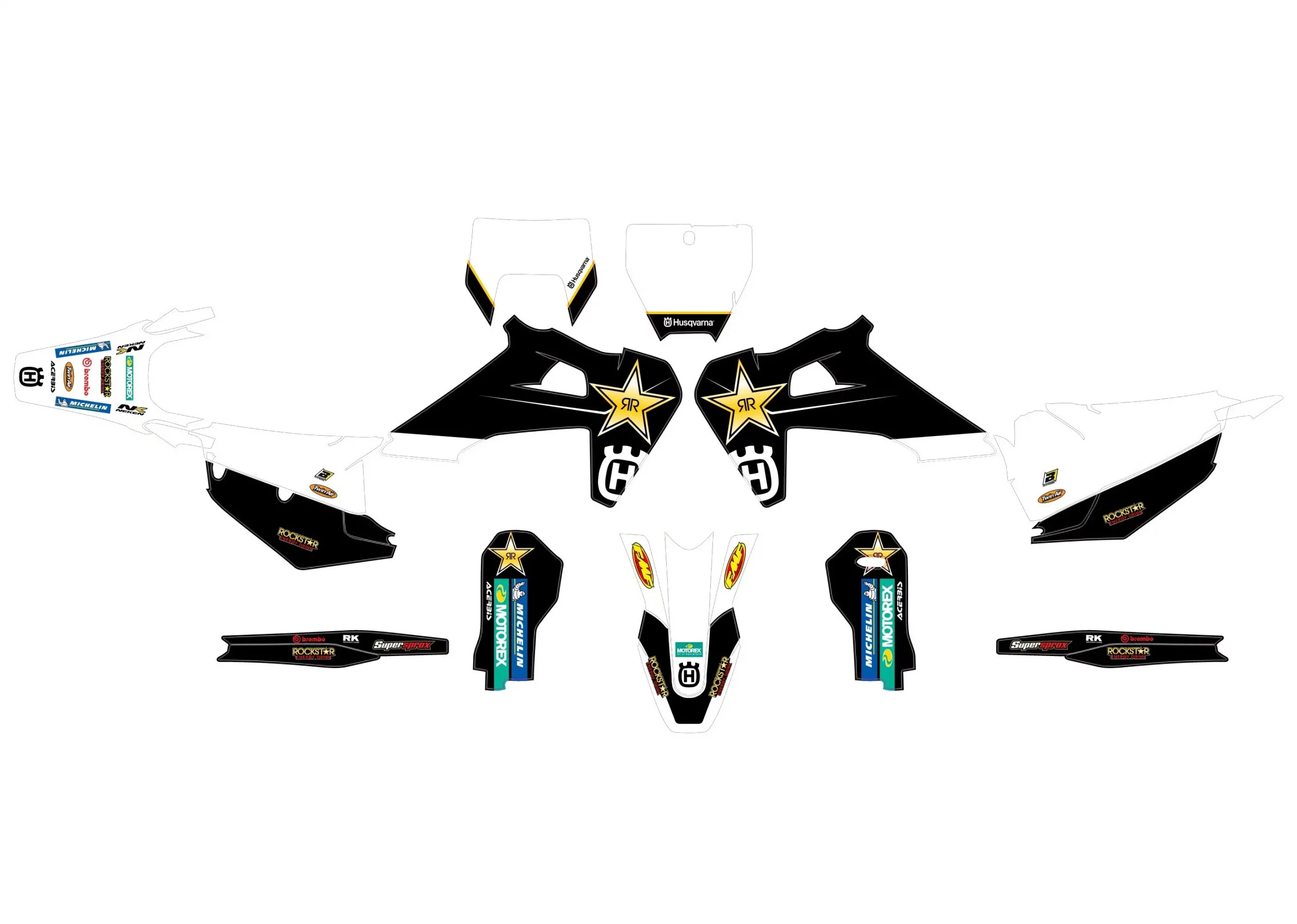 kit déco husqvarna tc / fc / fs (2019 2022) rockstar blanc