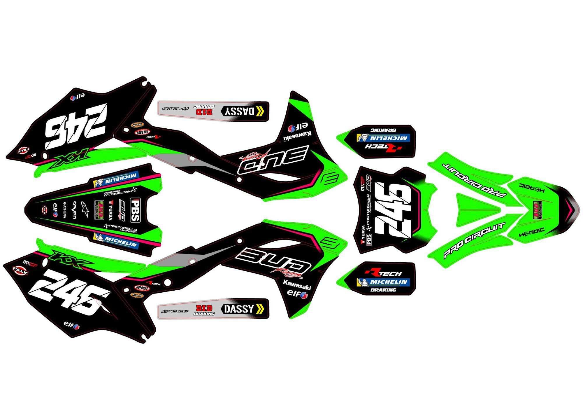 kit déco kawasaki 250 kxf (2017 2020) bud