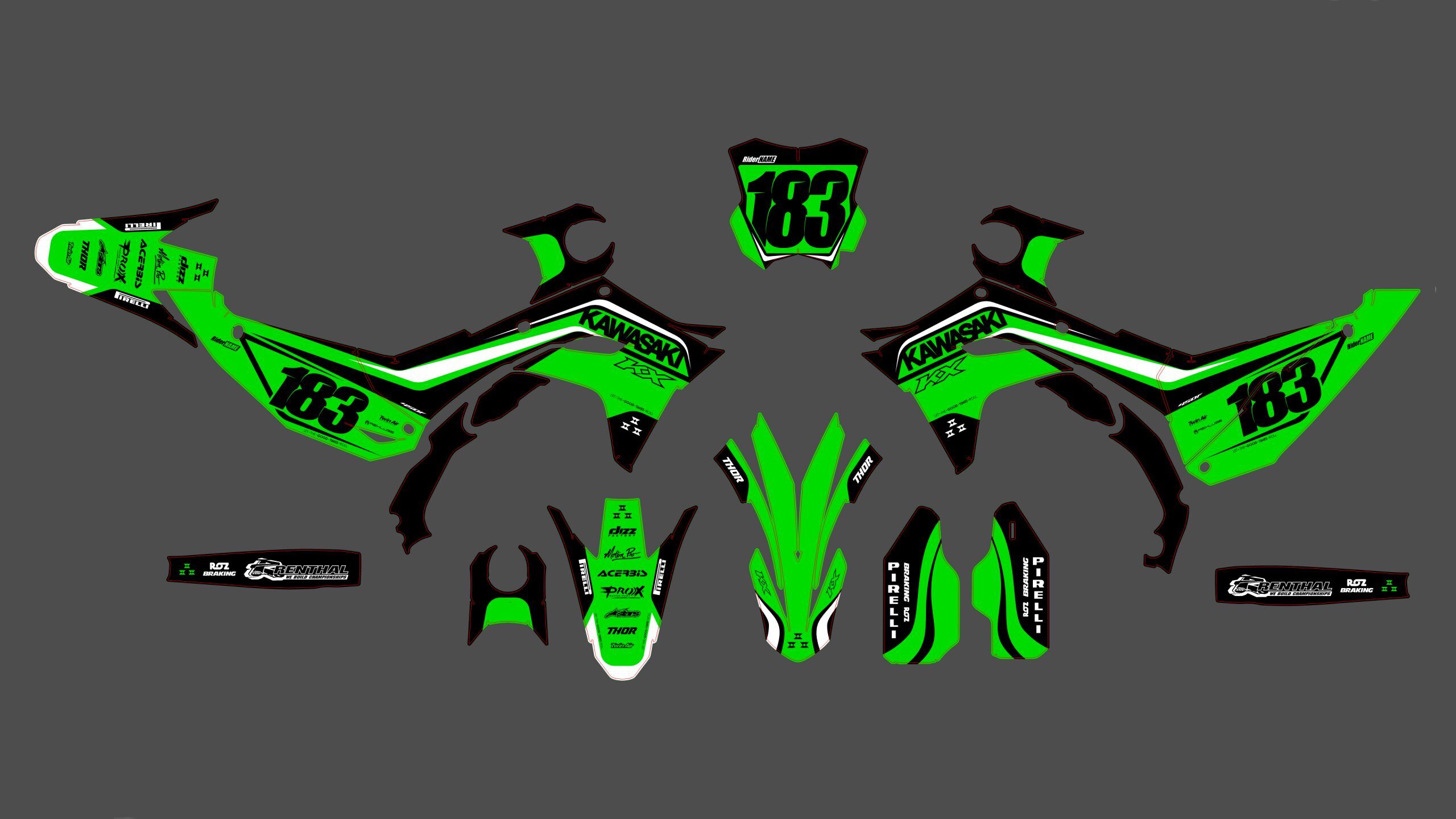 kit déco kawasaki 450 kxf (2024) pyr vert