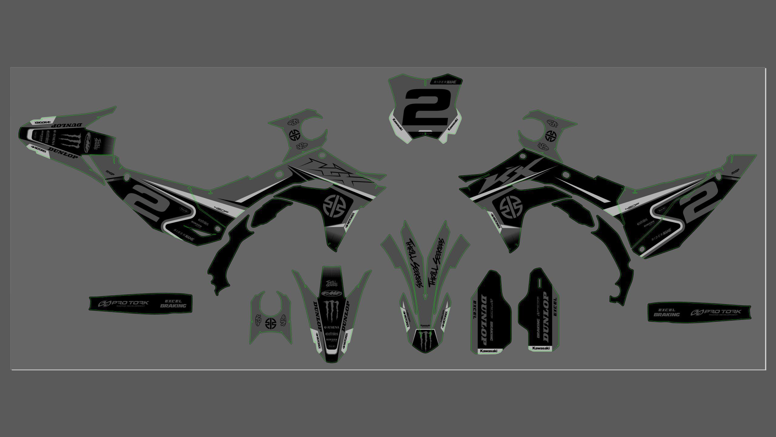 kit déco kawasaki 450 kxf (2024) racing gris