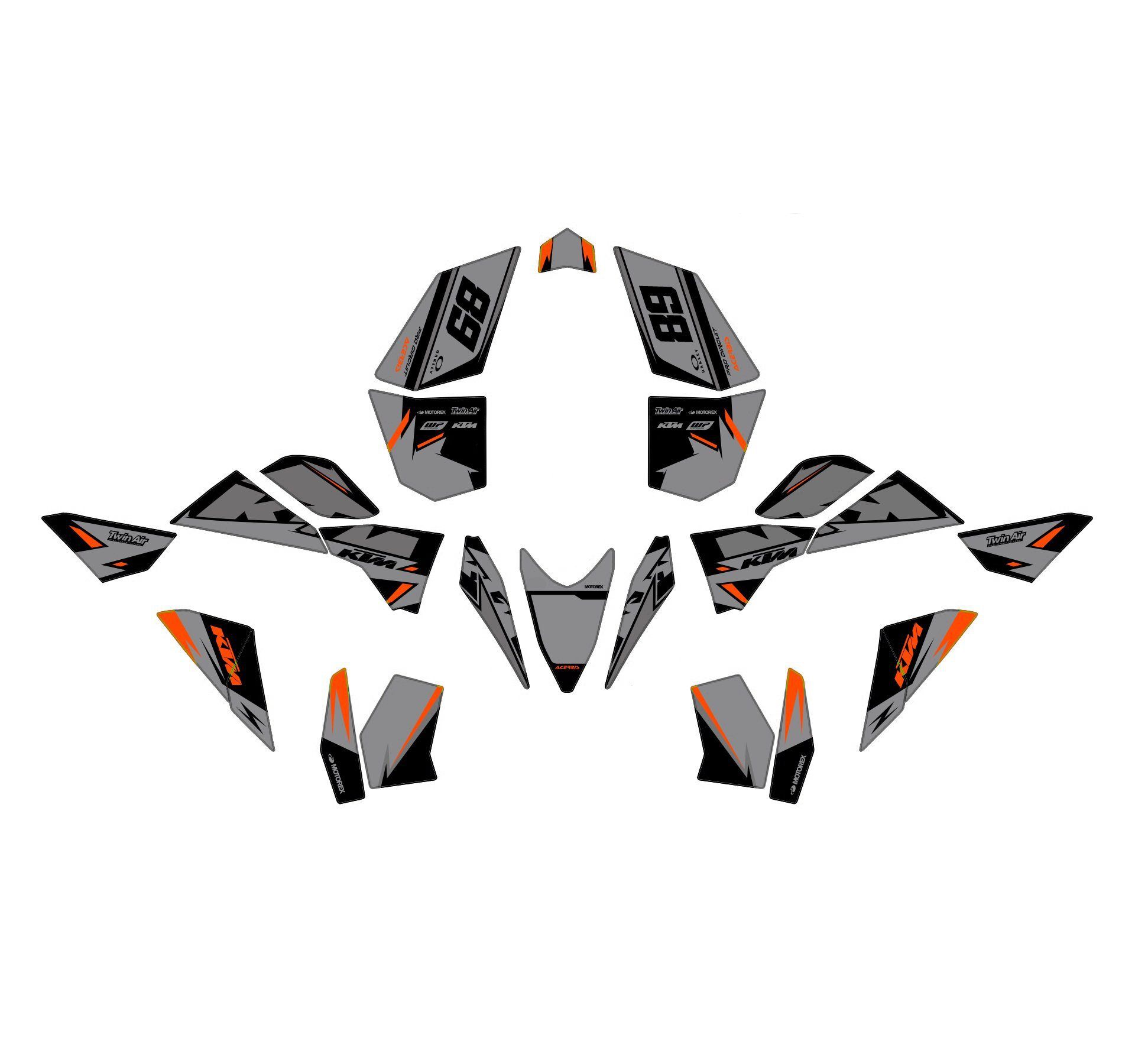 kit déco ktm 450 / 525 xc atv grey