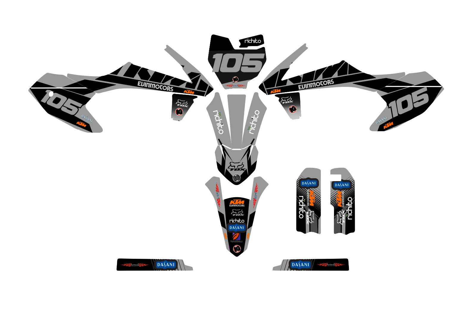 kit déco ktm 50 sx (2016 2023) race gris