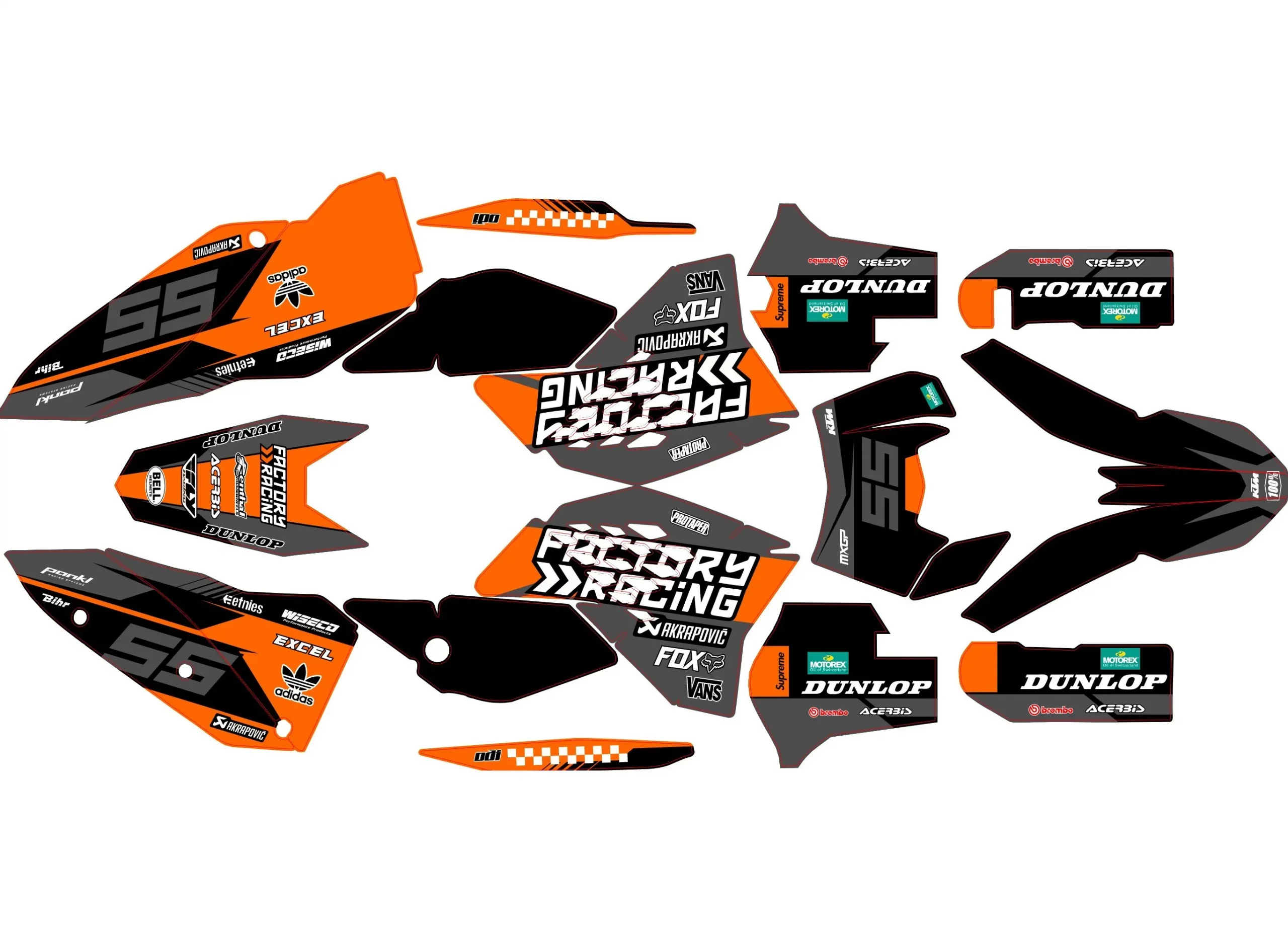 kit déco ktm exc / exc f (2008 2011) factory racing
