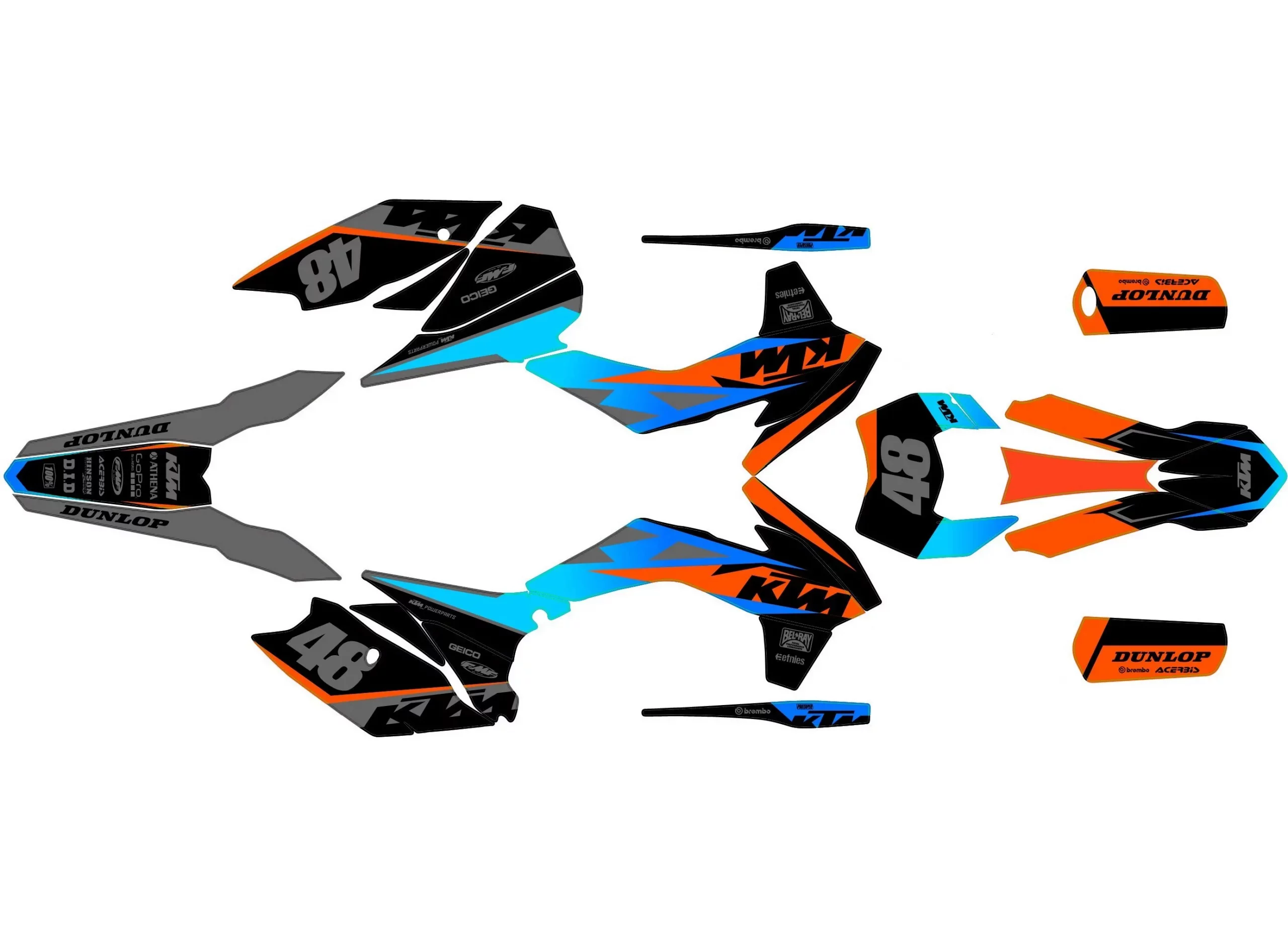 kit déco ktm exc / exc f (2014 2016) bi color