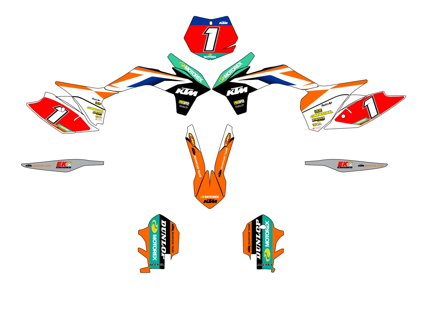 kit déco ktm exc / exc f (2014 2016) factory