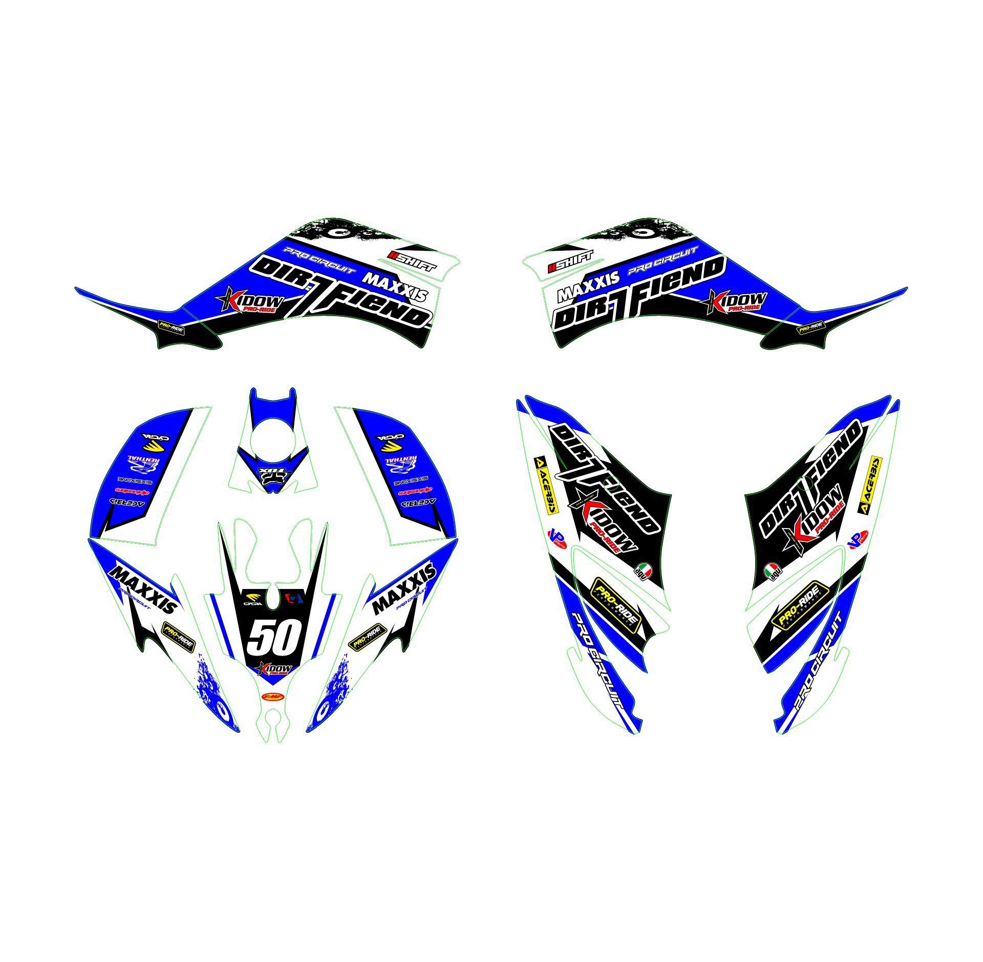 kit déco yamaha yfm 250 raptor maxxis bleu
