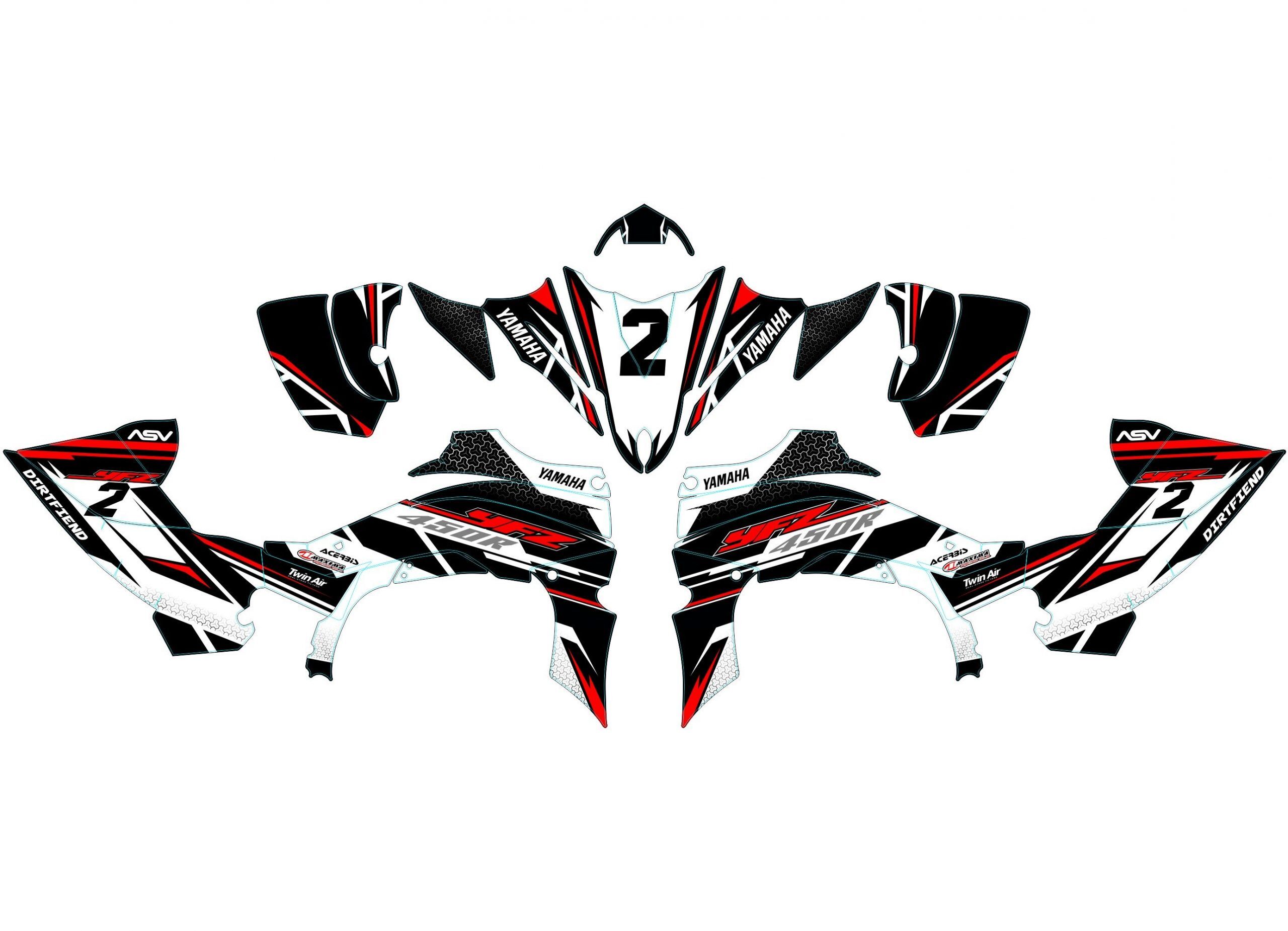 kit déco yamaha yfm 450 yfz airon rouge