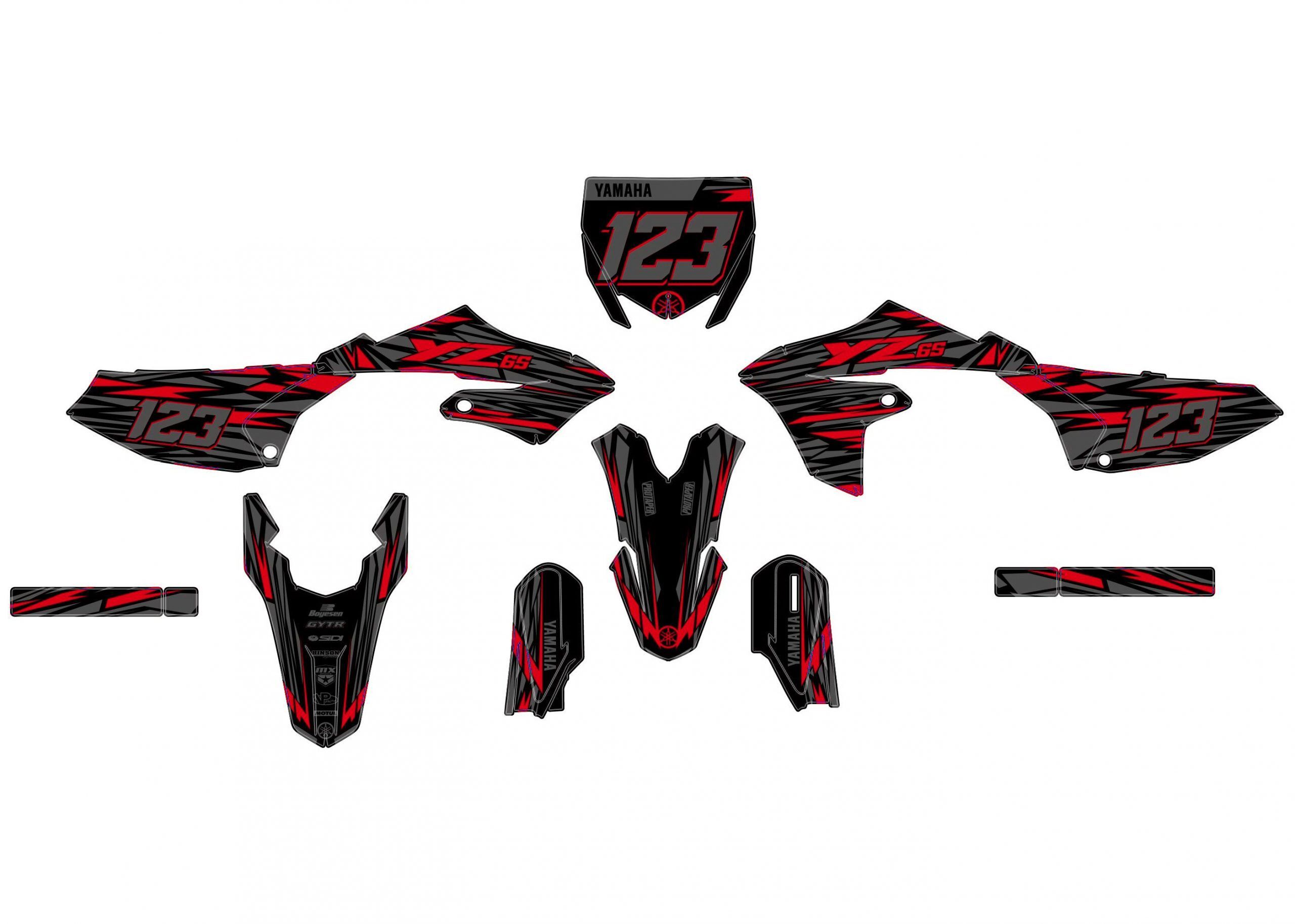 kit déco yamaha 65 yz griffe rouge