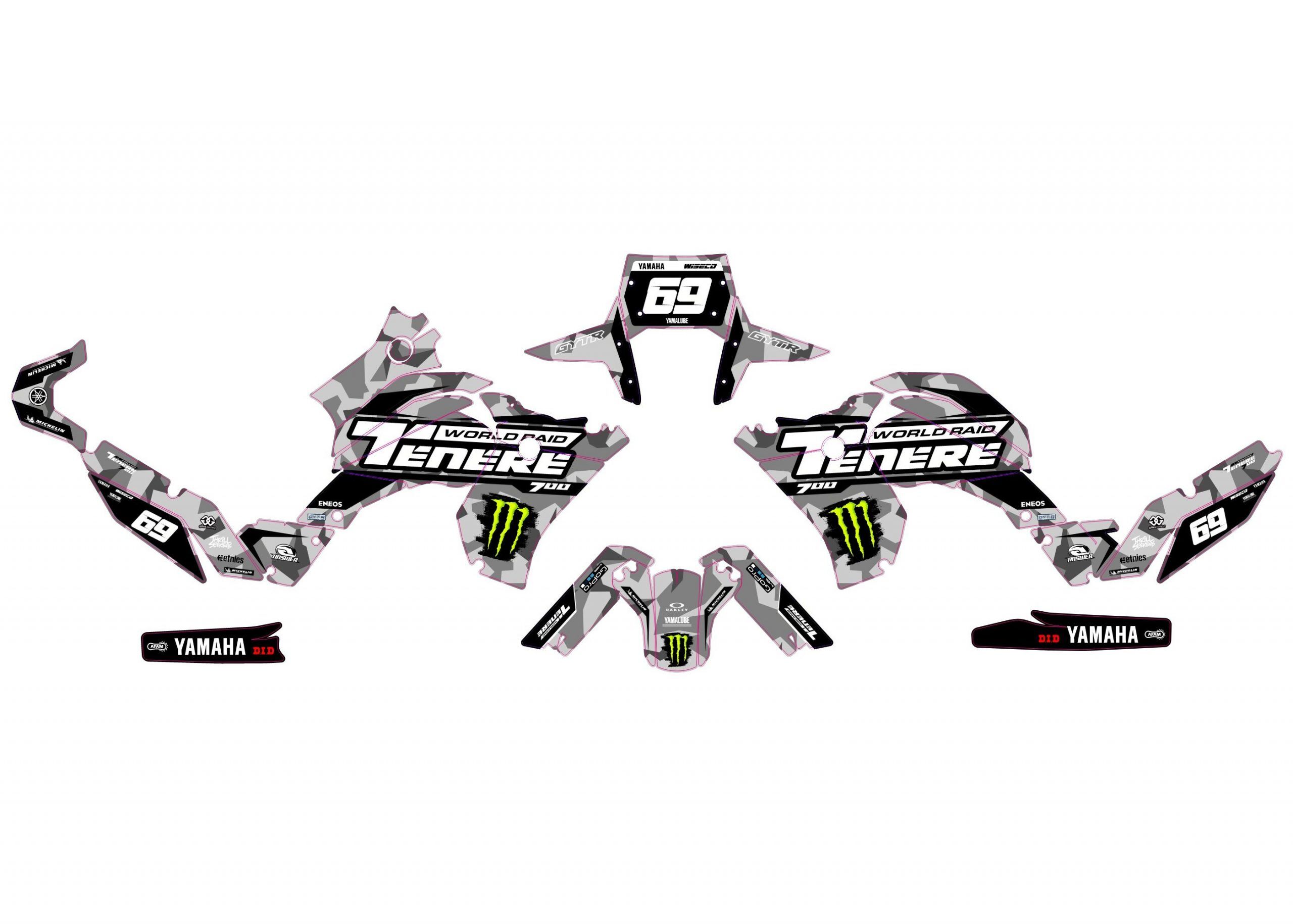 kit déco yamaha 700 tenere world raid camouflage noir