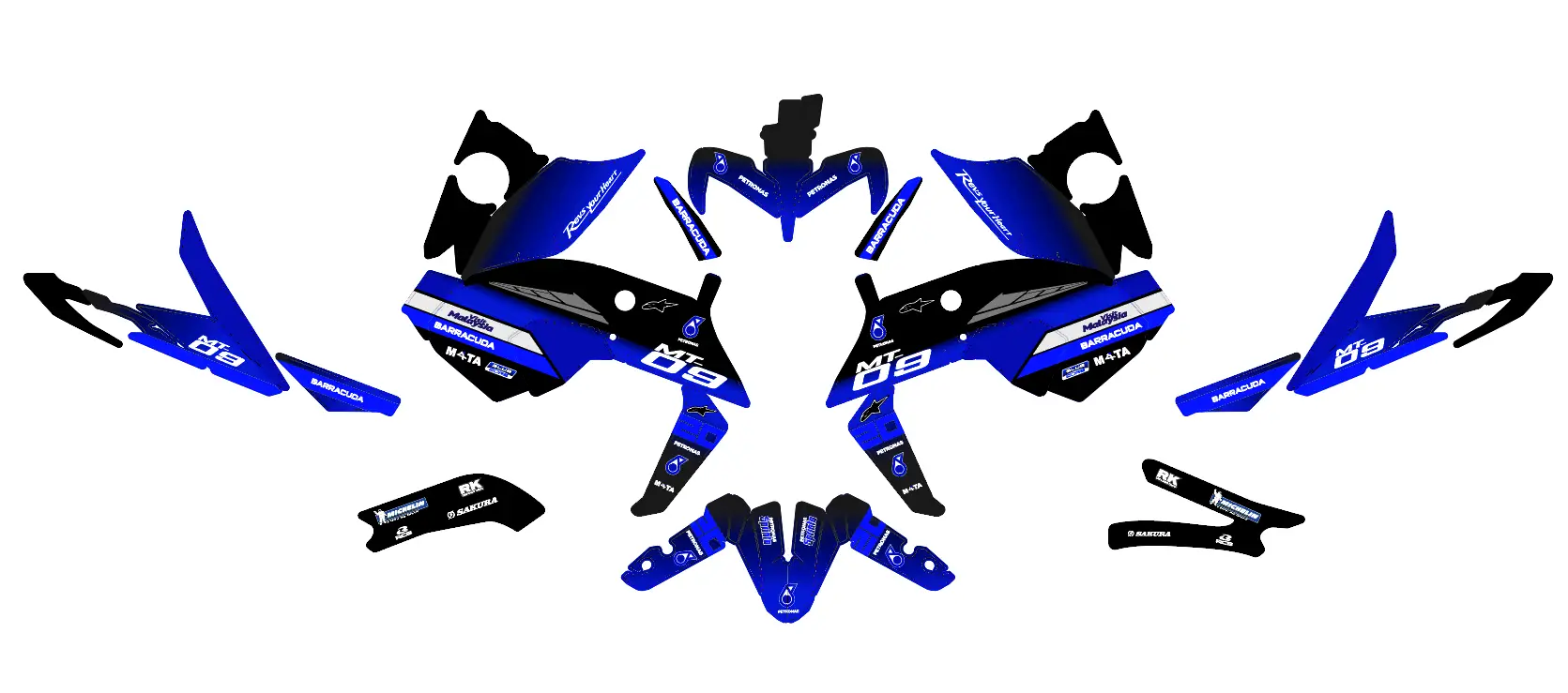 kit déco yamaha mt 09 petronas bleu