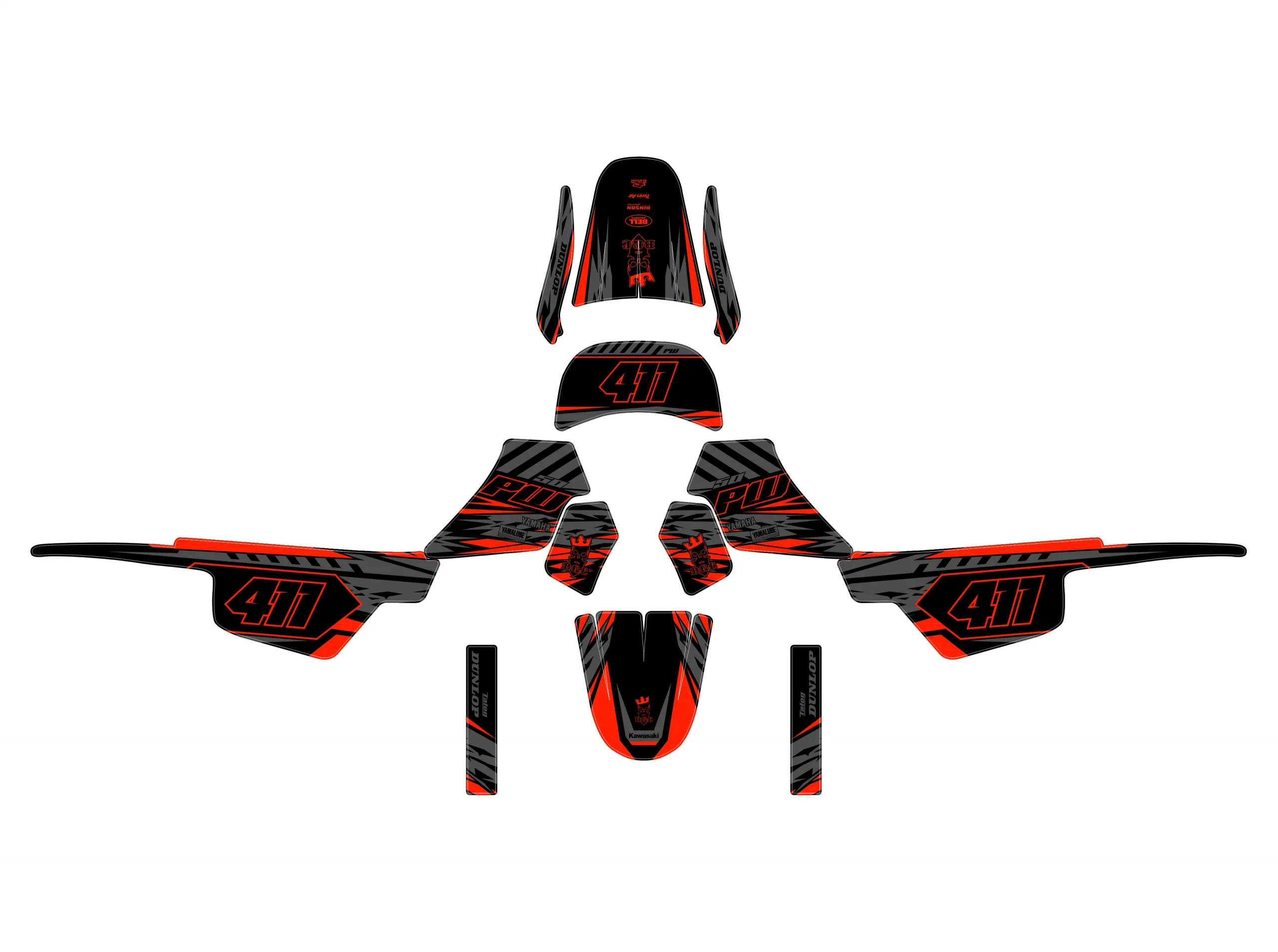 kit déco yamaha piwi 50 (pw) race rouge