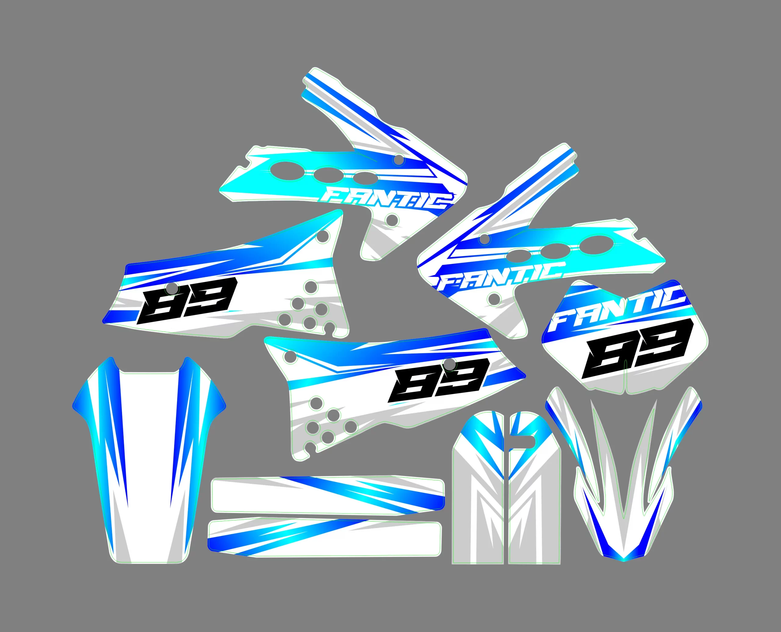 kit déco fantic cabarello 50 – airon cyan