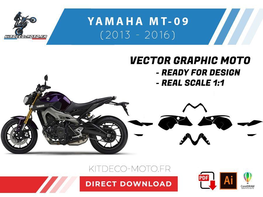 template yamaha mt 09 (2013 2016) vector
