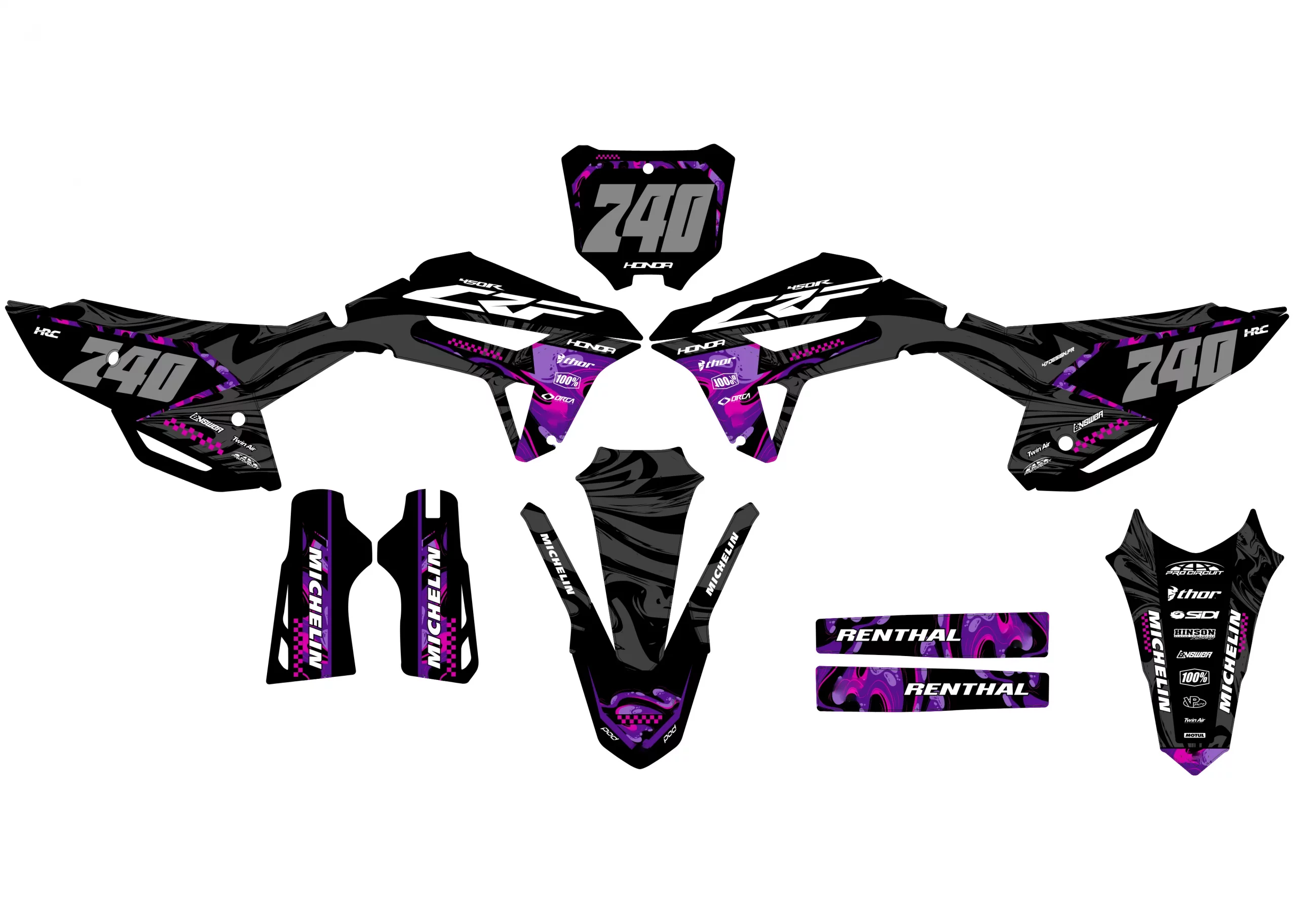 kit déco honda 450 crf (2021 2024) purple