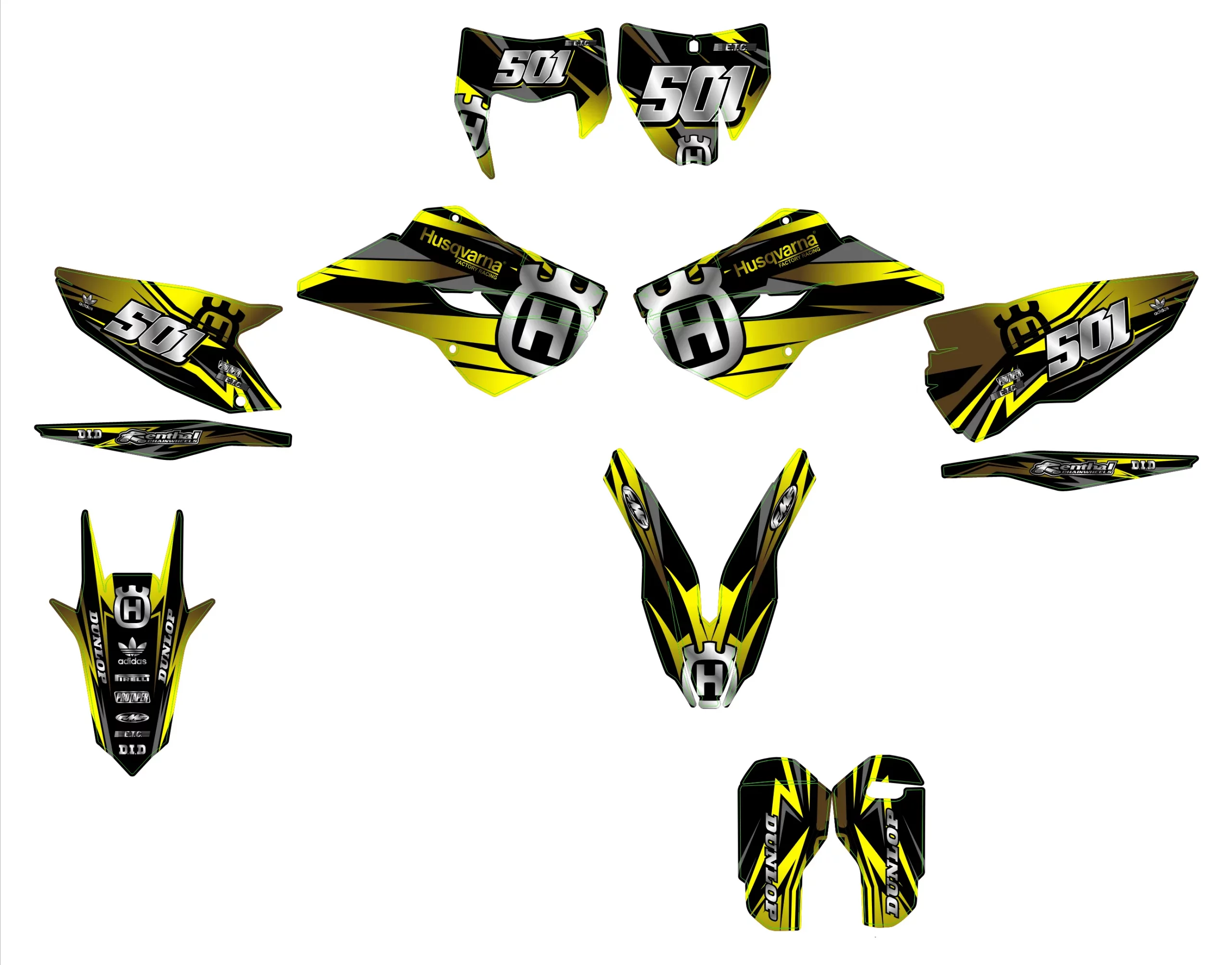 kit déco husqvarna te / fe (2014 2016) gotam jaune