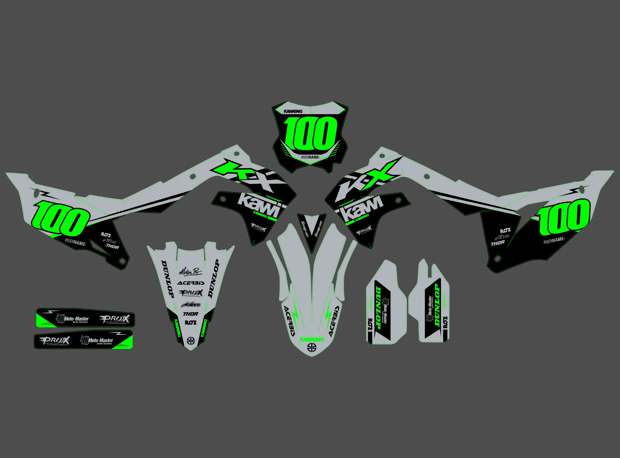 kit déco kawasaki 450 kxf (2019 2023) racing gris