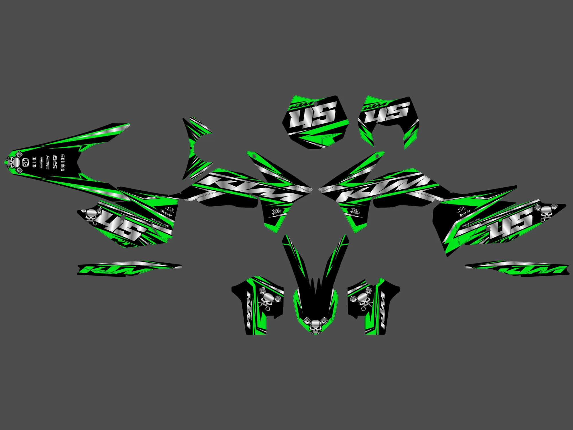 kit déco ktm exc / exc f (2012 2013) craft vert