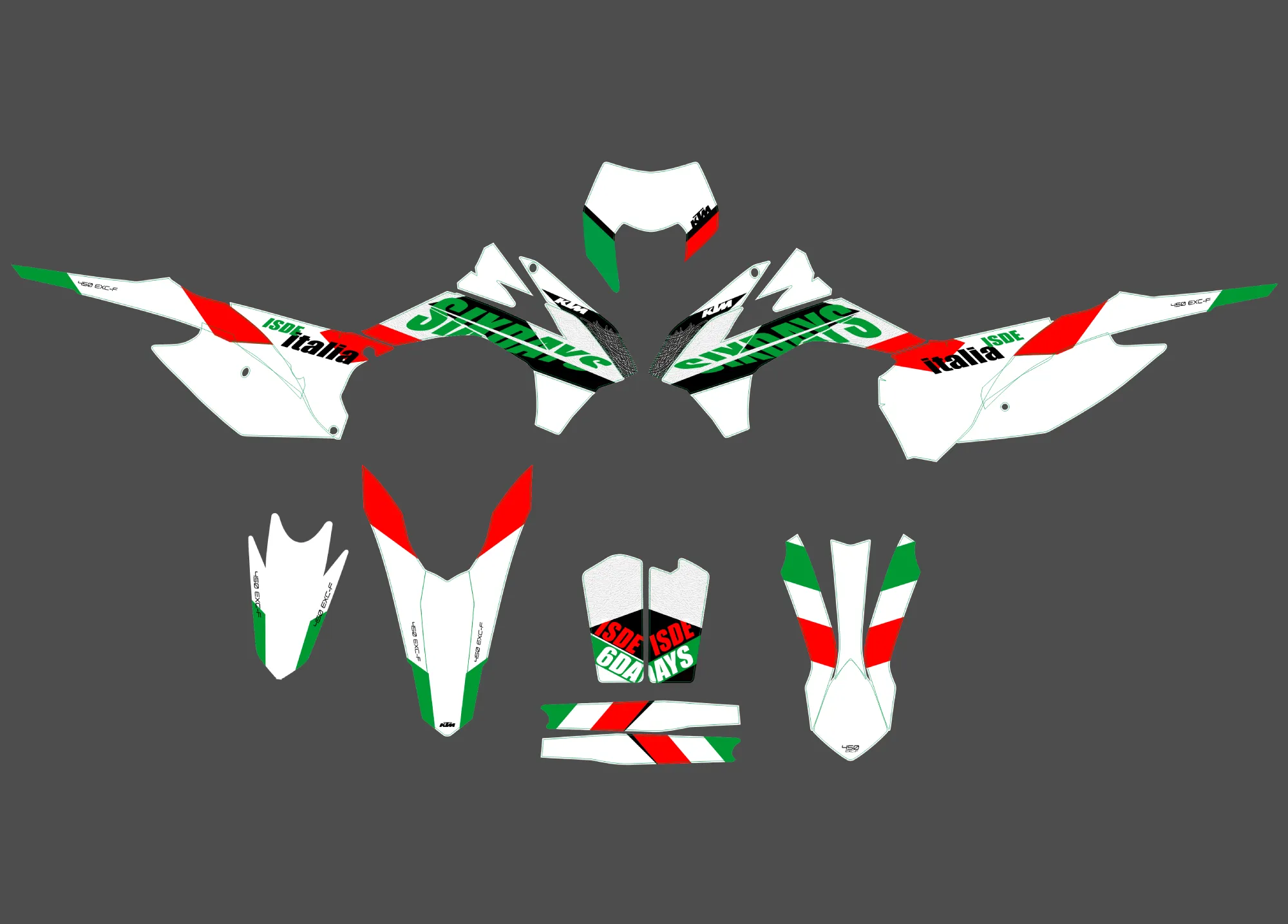 kit déco ktm exc / exc f (2014 2016) italia