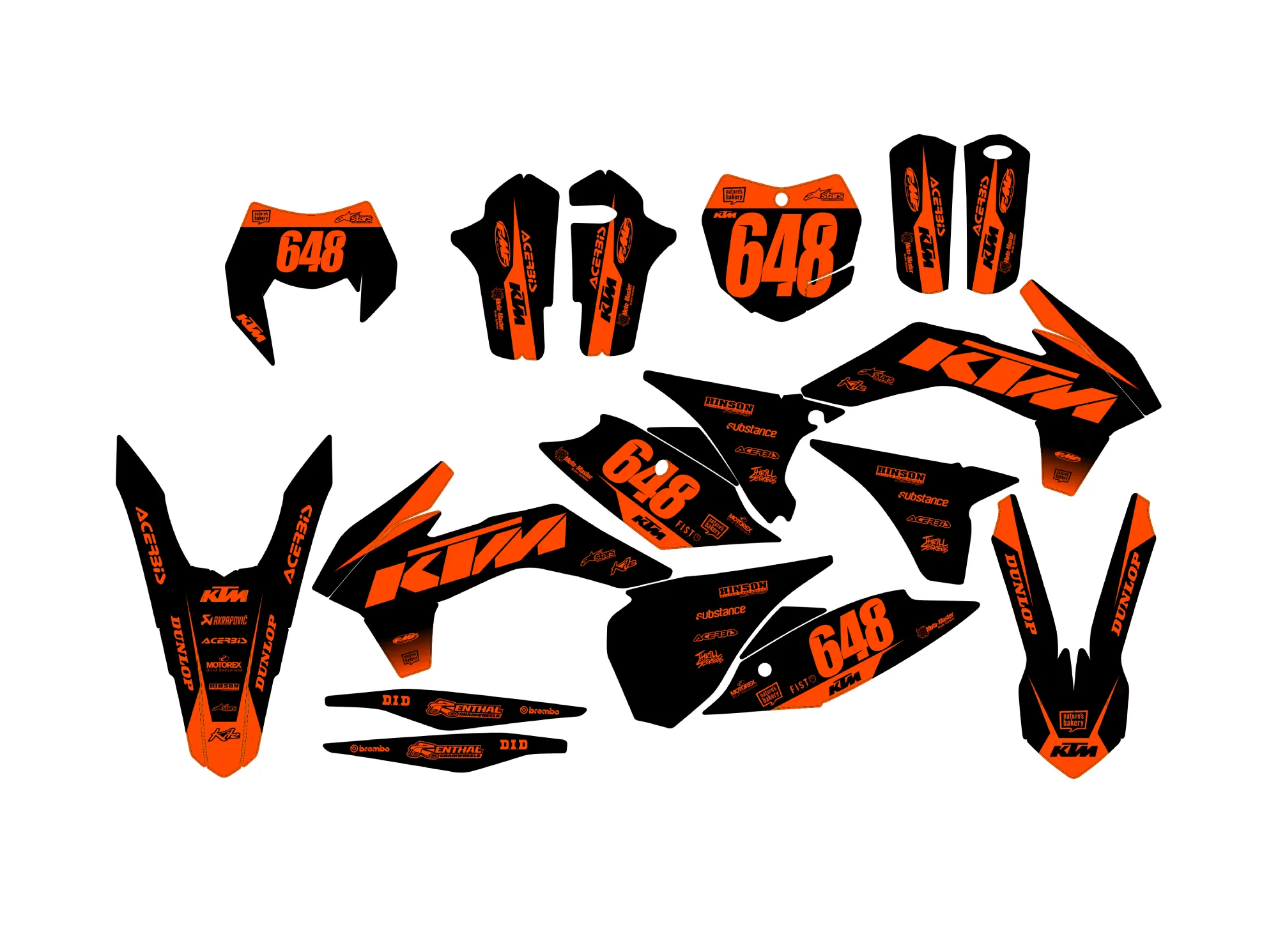 kit déco ktm exc / exc f (2014 2016) orange