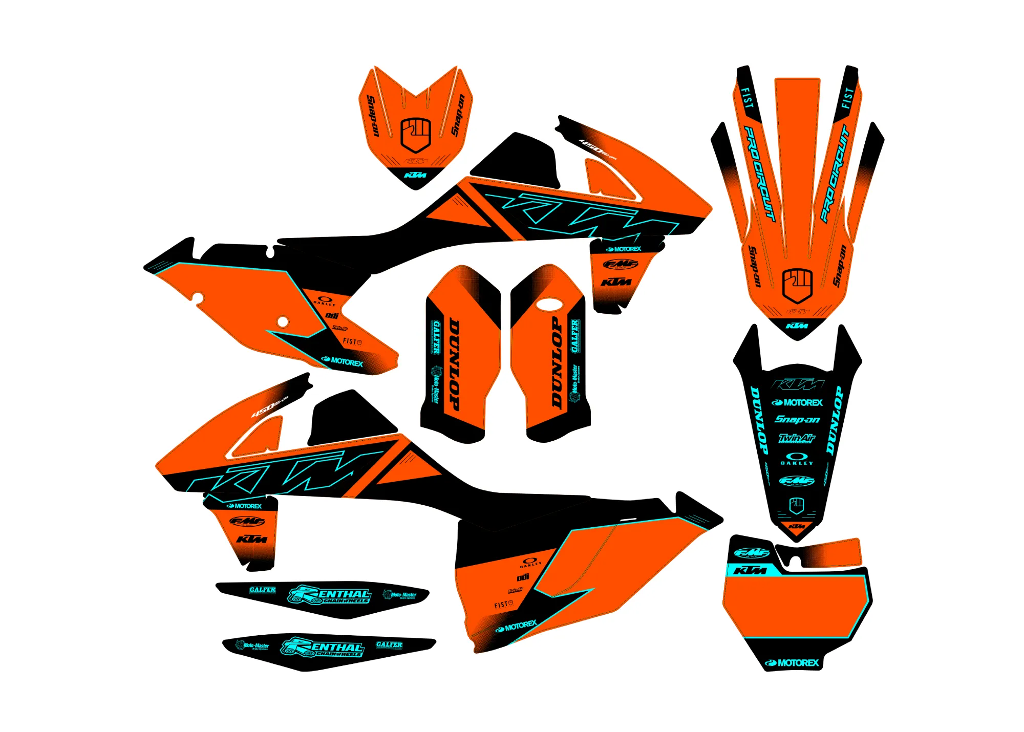 kit déco ktm exc / exc f (2017 2019) turquoise