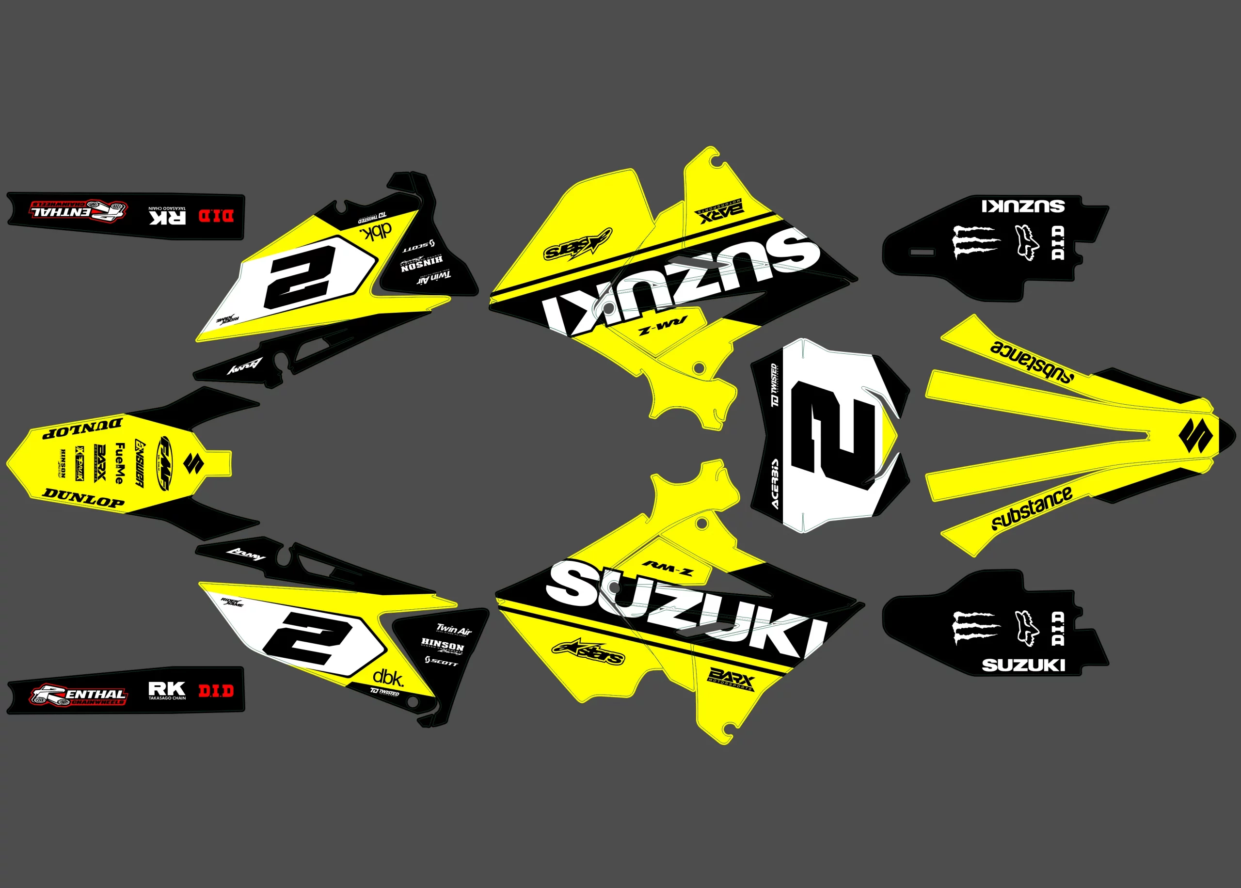 kit déco suzuki 125 / 250 rm polisport restyle type origine