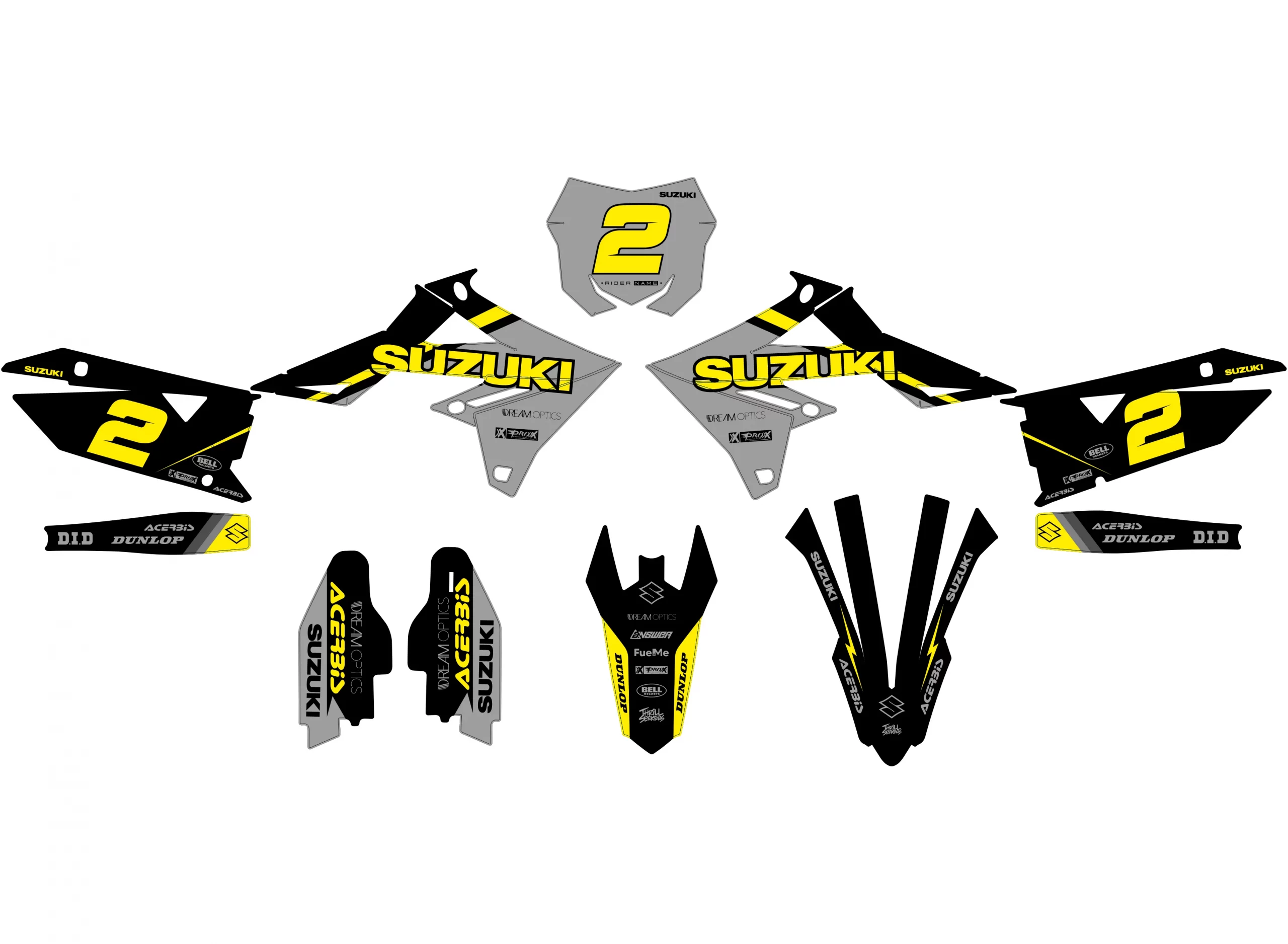 kit déco suzuki 450 rmz (2018 2024) factory jaune