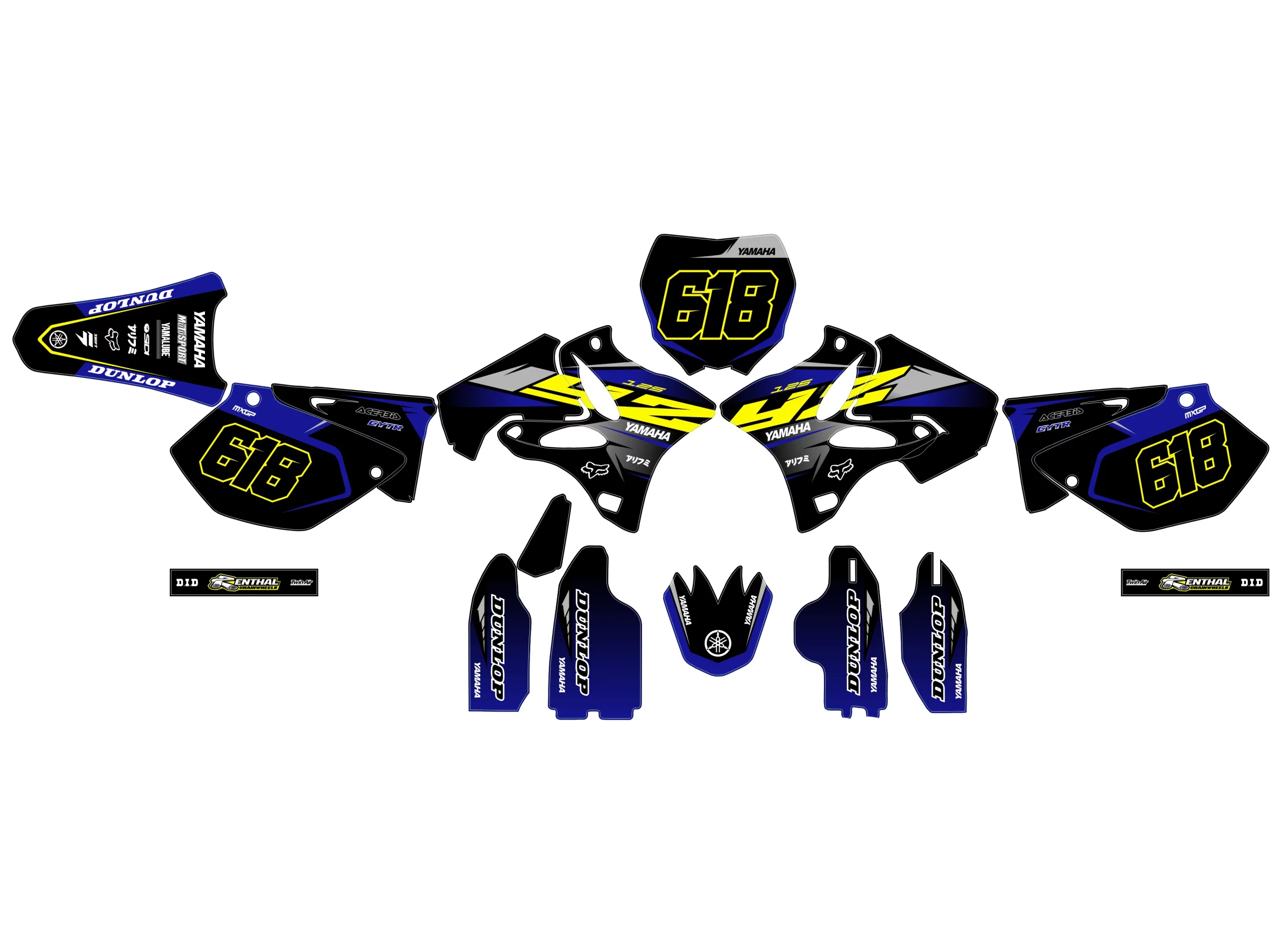 kit déco yamaha 125 yz (2002 2014) race jaune