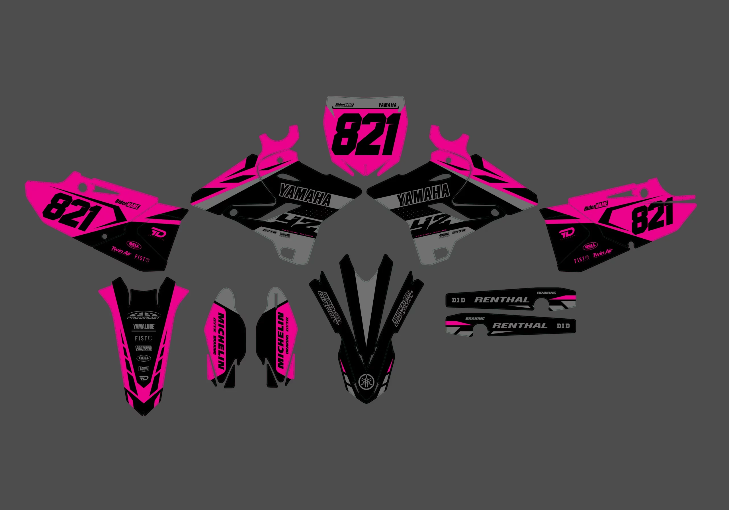 kit déco yamaha 125 yz (2015 2021) airon rose