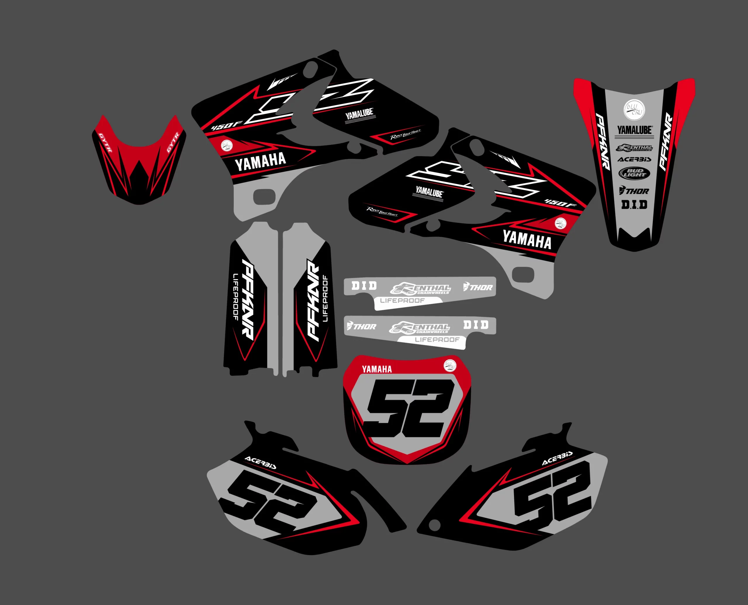 kit déco yamaha 250 yzf (2003 2005) line rouge