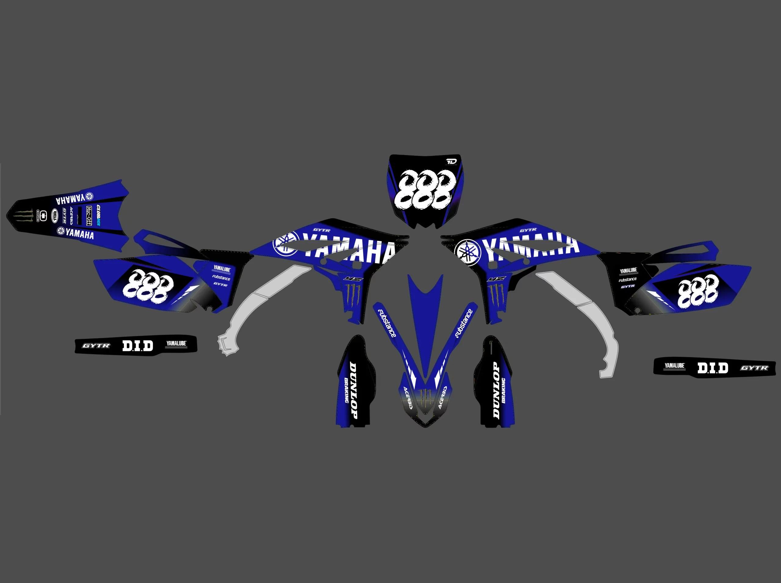 kit déco yamaha 250 yzf (2010 2013) factory bleu