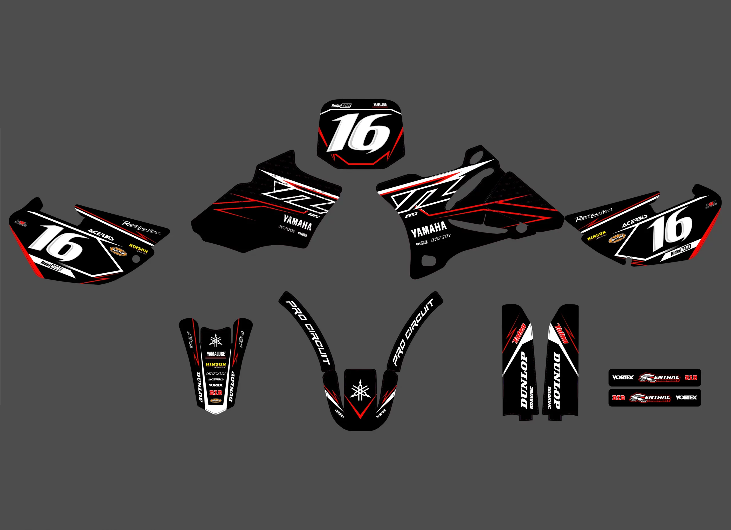 kit déco yamaha 85 yz (2002 2014) line rouge