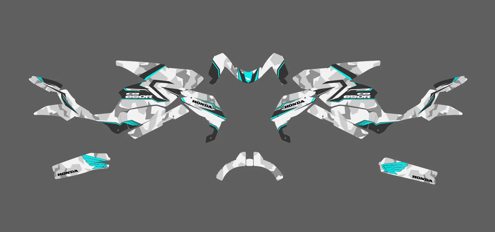 kit déco honda cb 650 r (2019 2023) – camouflage cyan