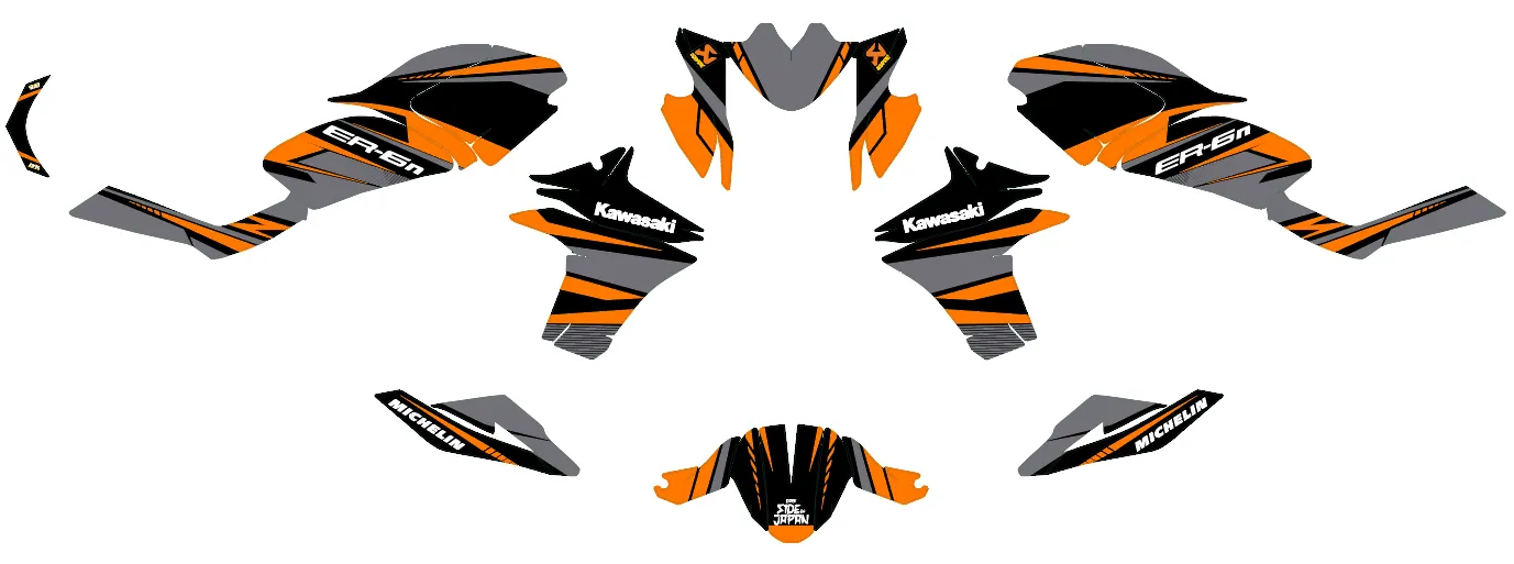 kit déco kawasaki er 6n factory orange