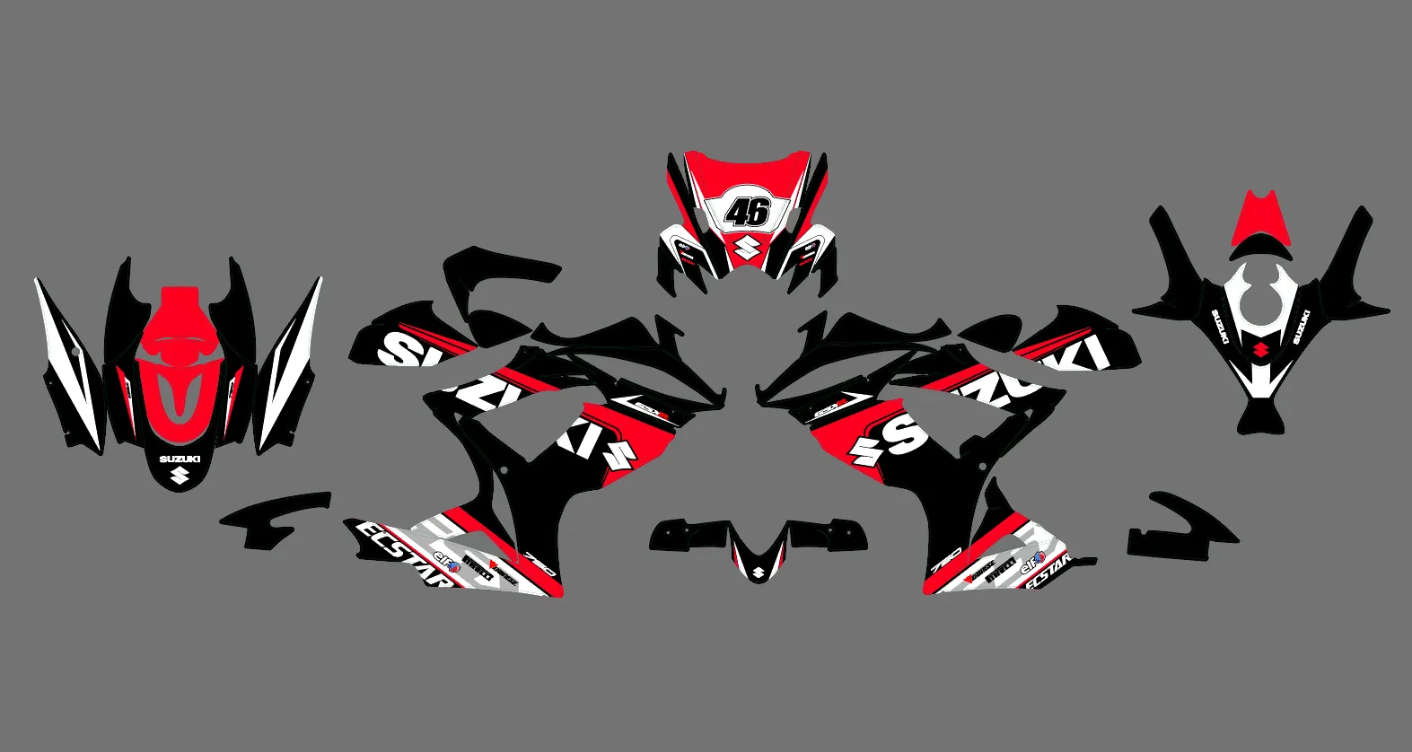 kit déco suzuki gsx r 600 / 750 – factory rouge