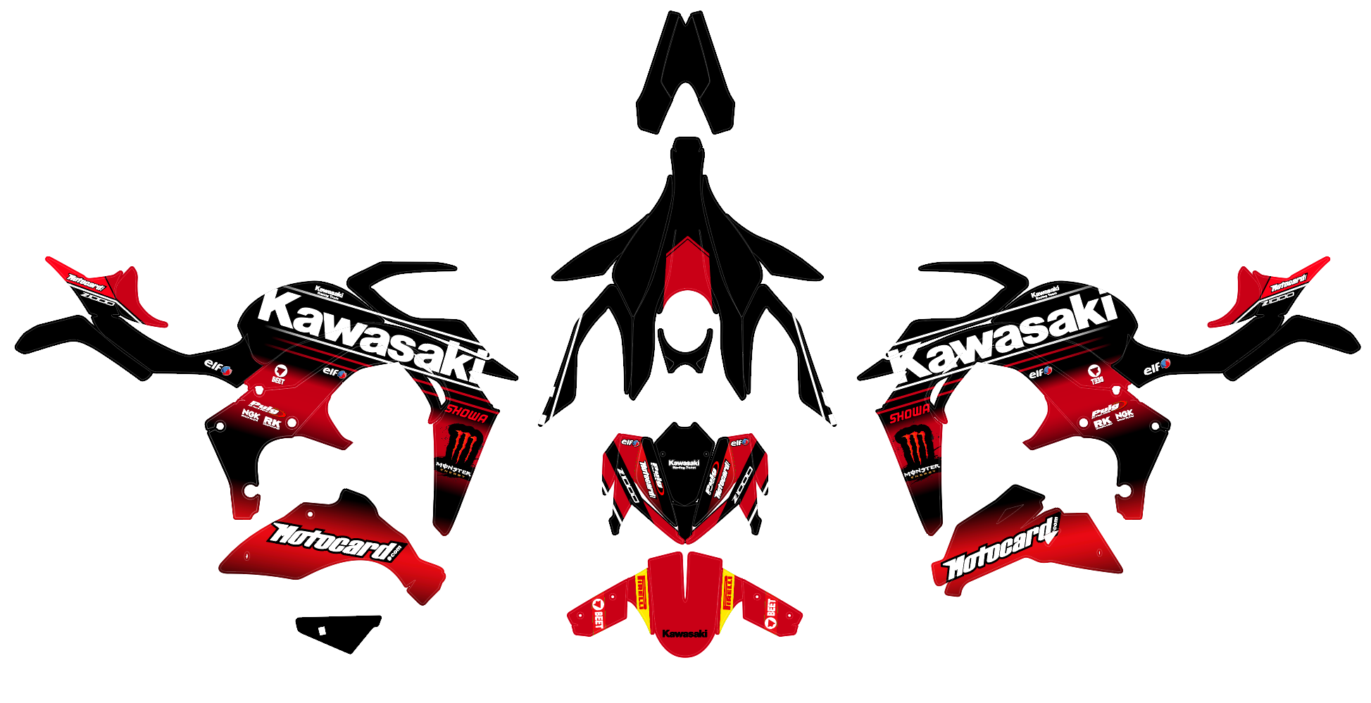 kit déco kawasaki z1000 monster rouge