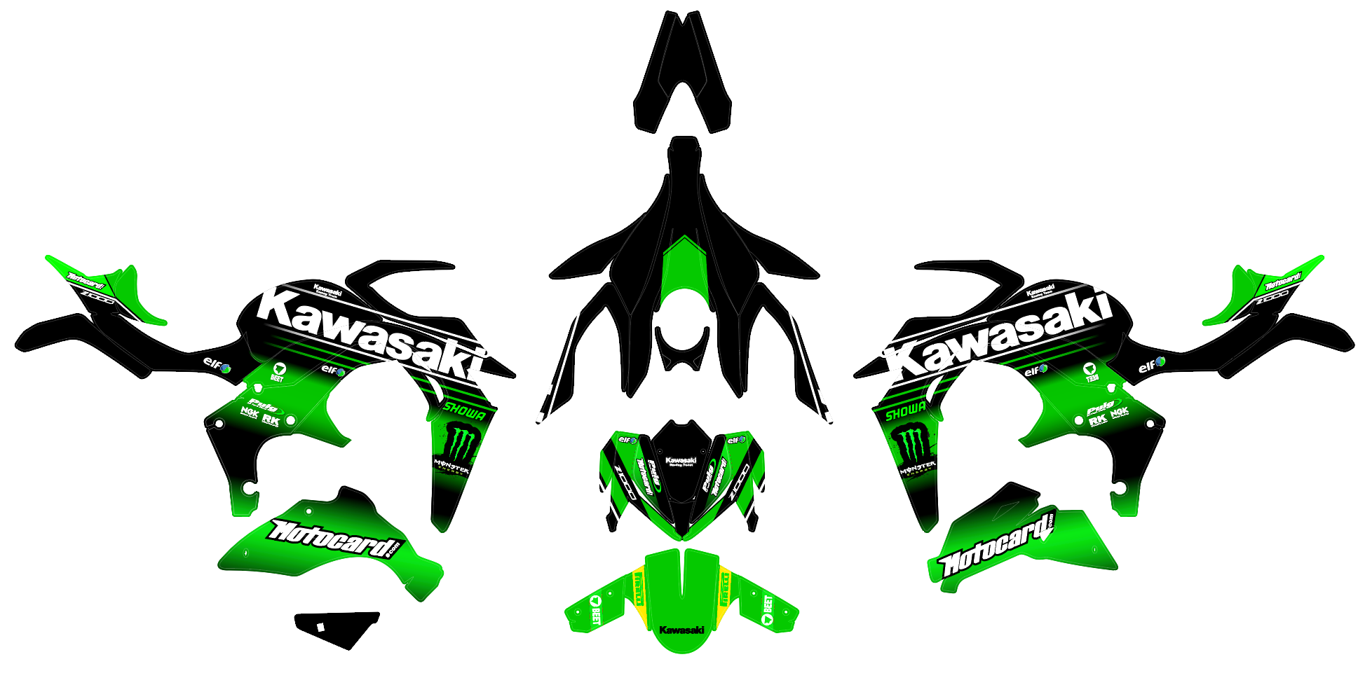 kit déco kawasaki z1000 monster vert