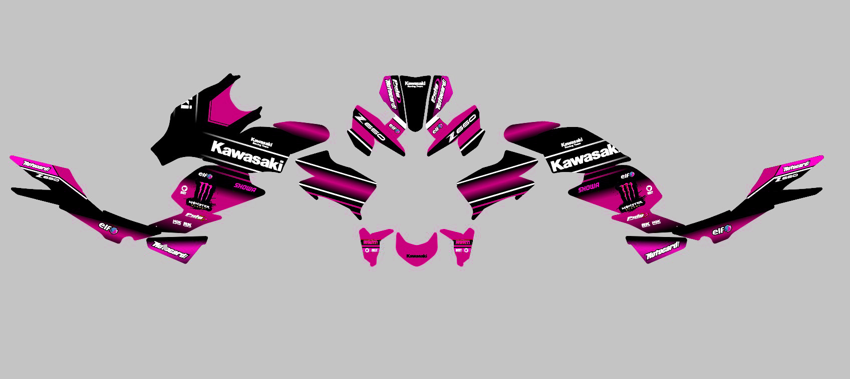 kit déco kawasaki z650 monster rose