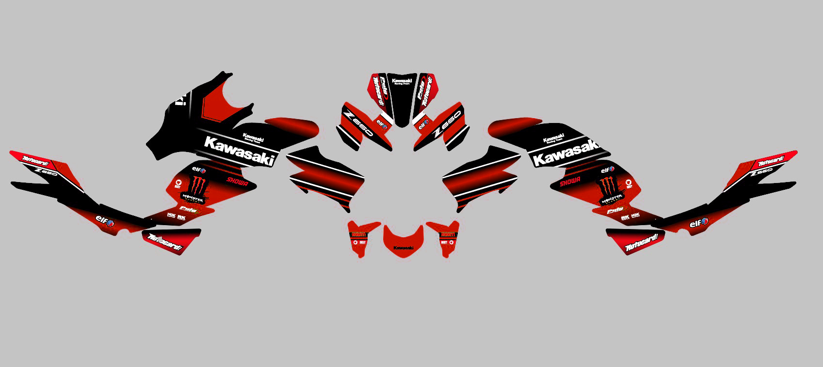 kit déco kawasaki z650 monster rouge