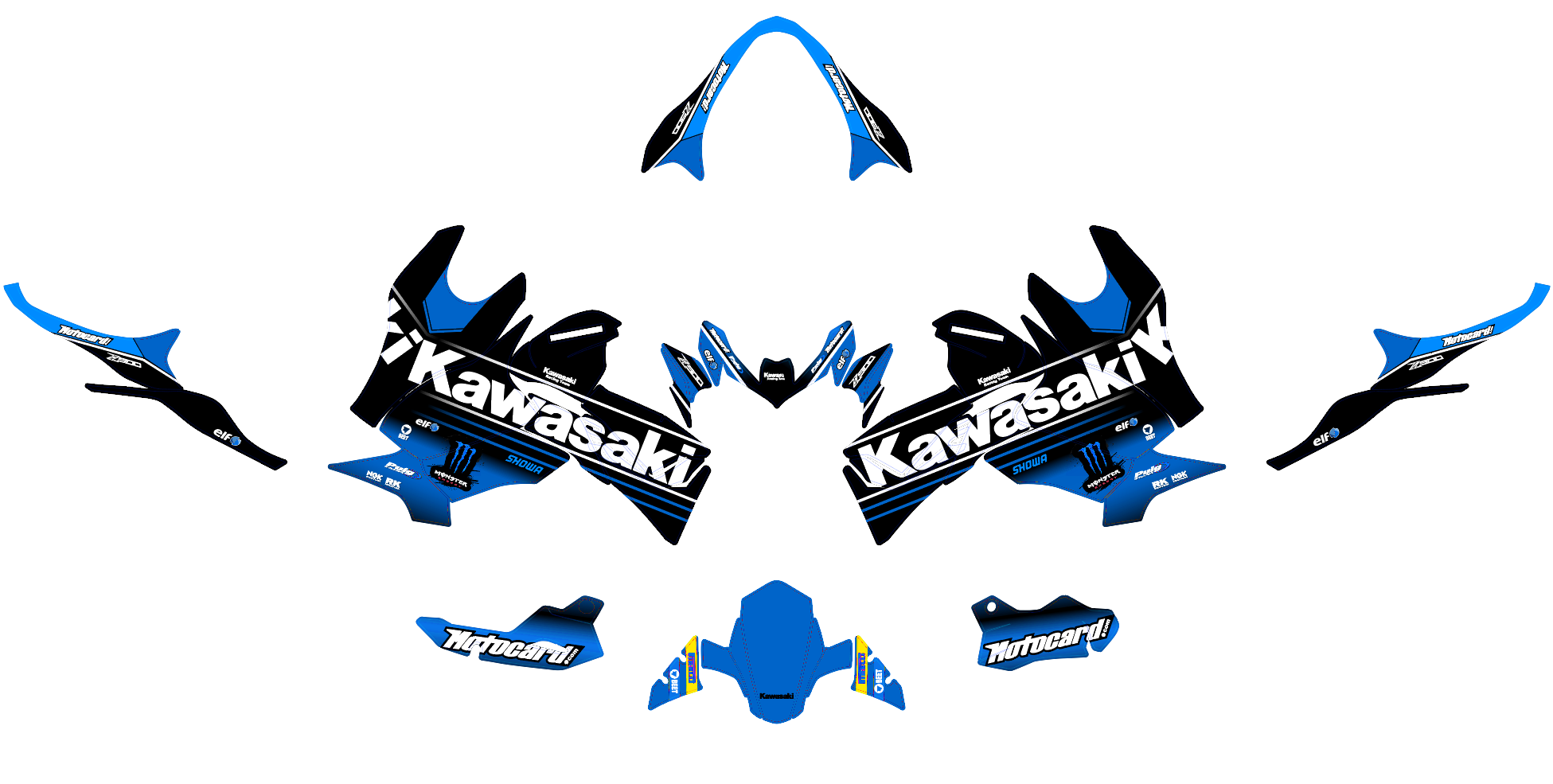 kit déco kawasaki z900 monster bleu
