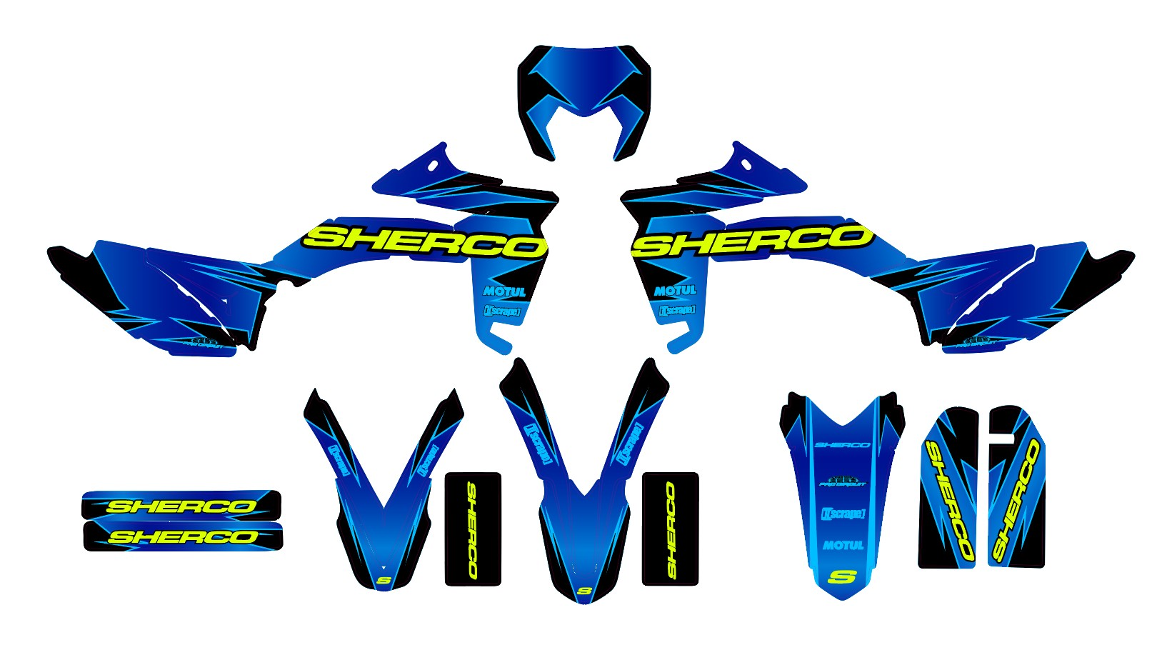 kit déco sherco 50 sm – line fluo